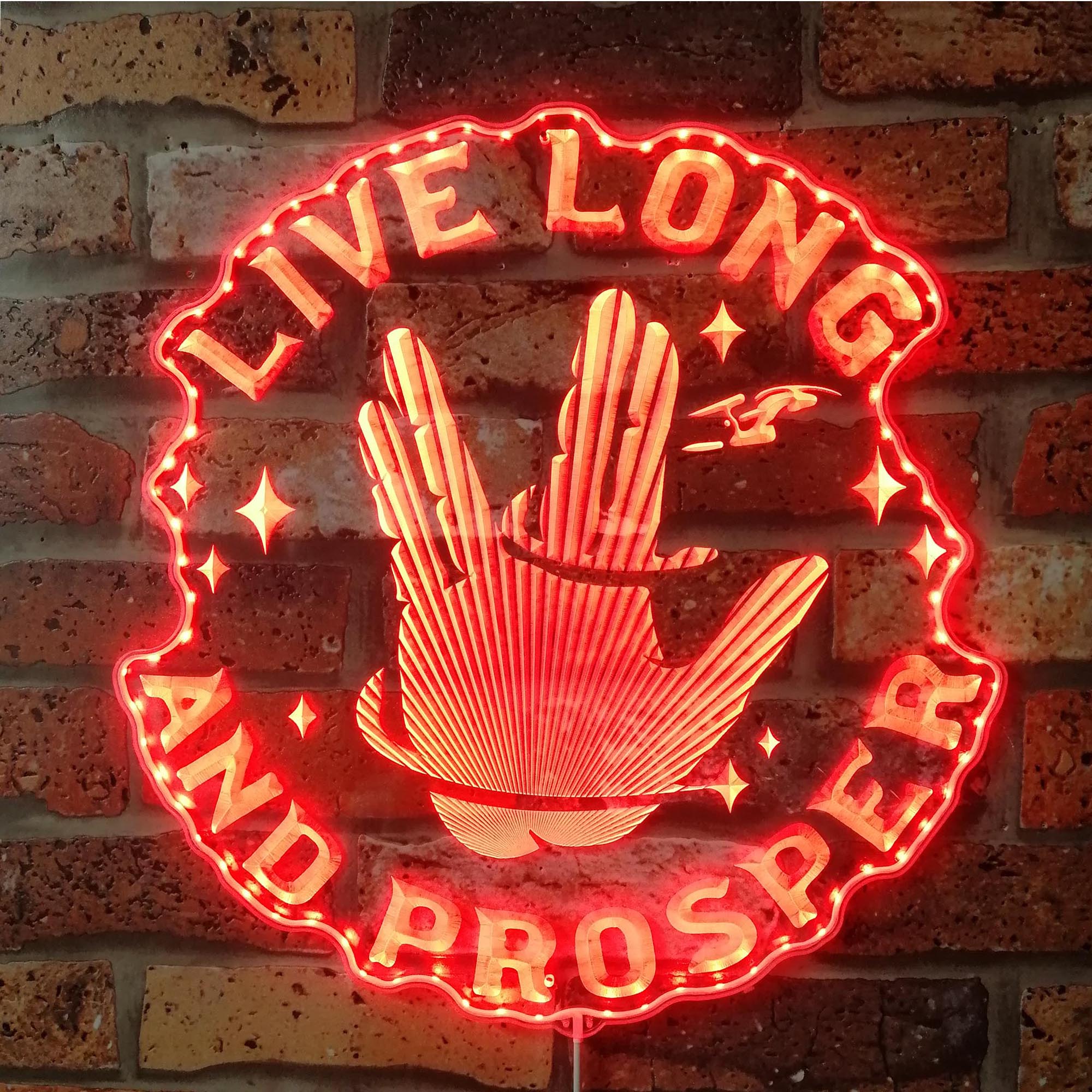 Live Long and Prosper Dynamic RGB Edge Lit LED Sign