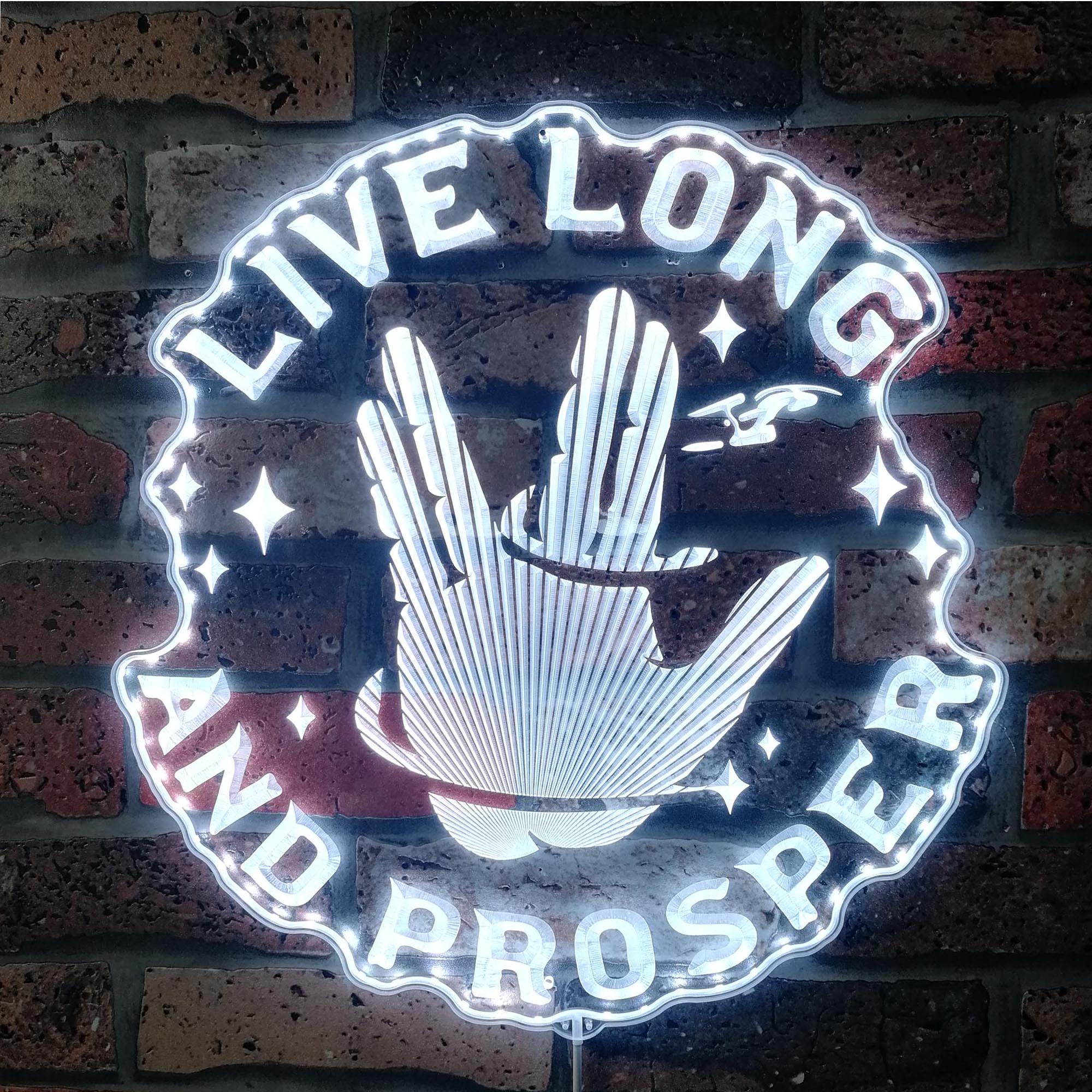 Live Long and Prosper Dynamic RGB Edge Lit LED Sign