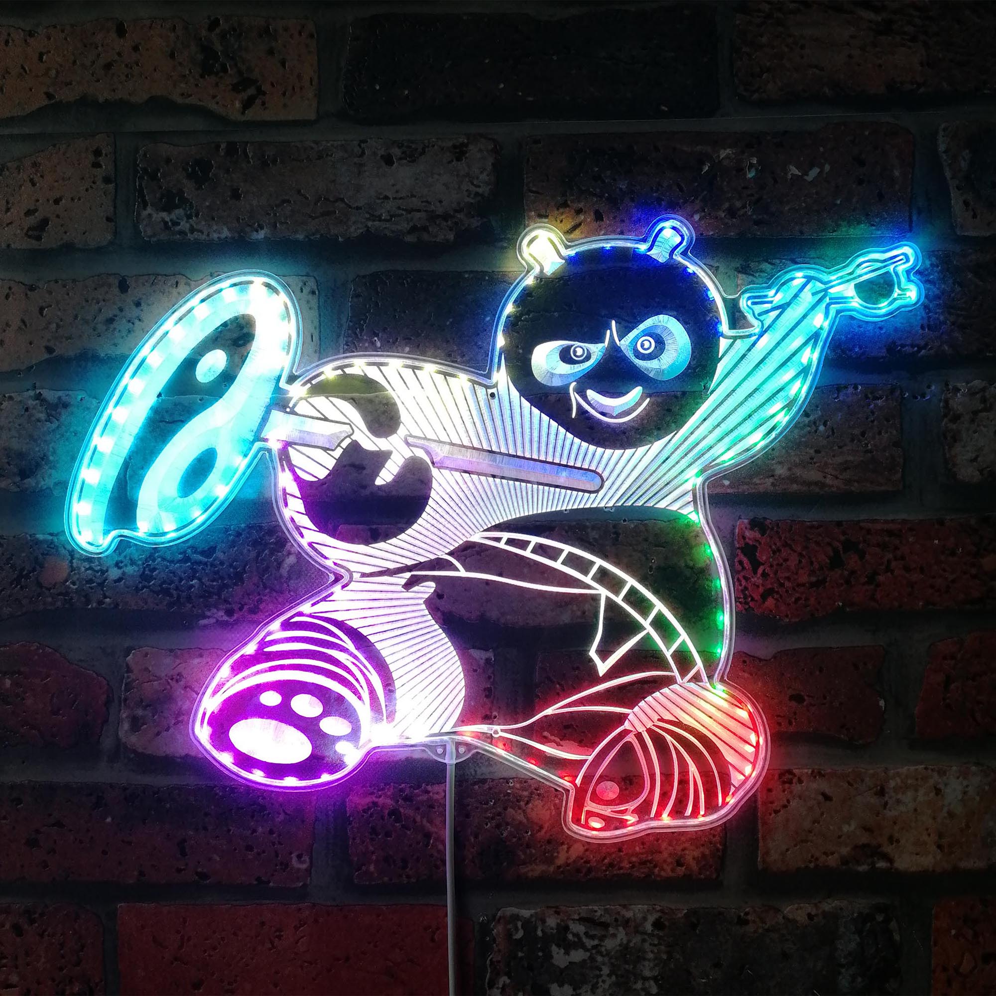 Panda Kongfu Dynamic RGB Edge Lit LED Sign