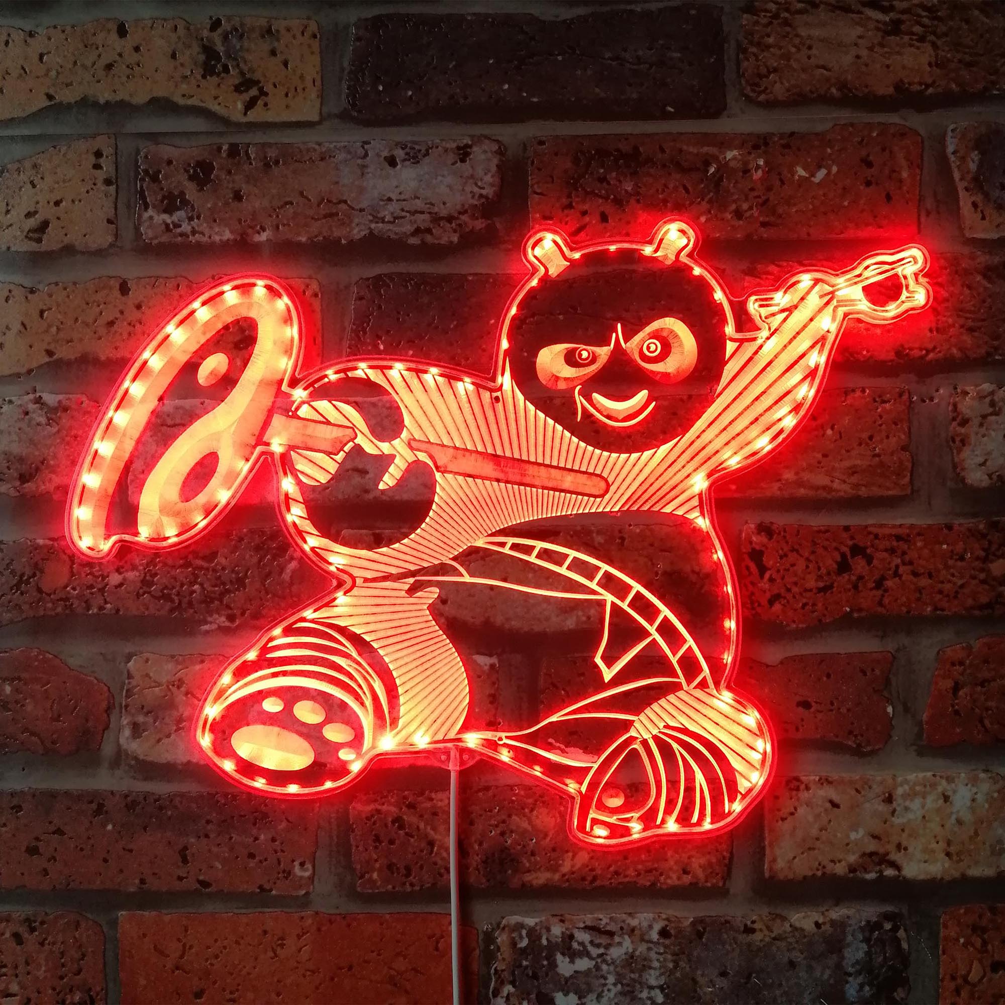 Panda Kongfu Dynamic RGB Edge Lit LED Sign