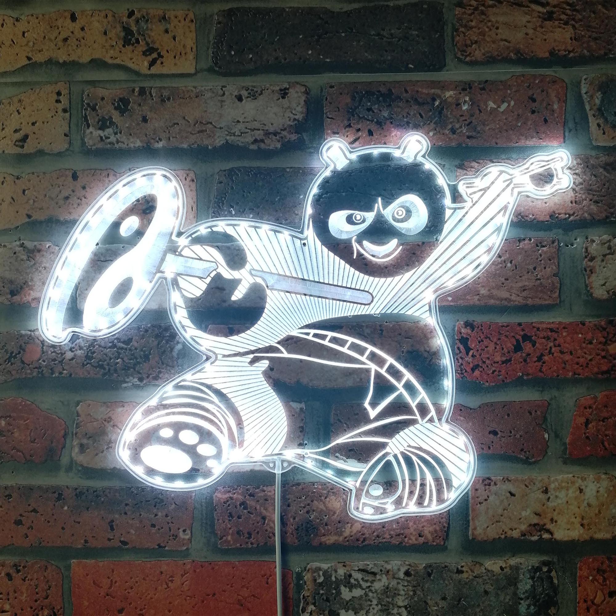 Panda Kongfu Dynamic RGB Edge Lit LED Sign