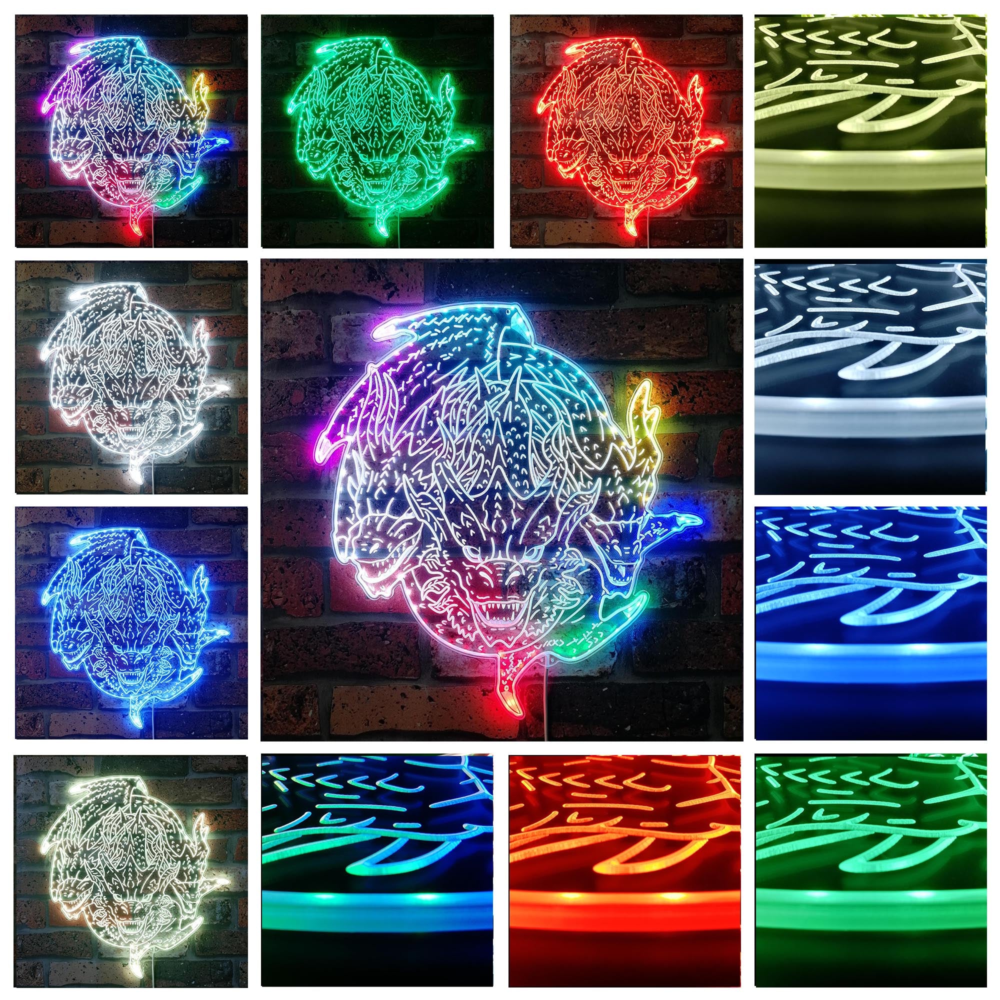 King Ghidorah Dynamic RGB Edge Lit LED Sign