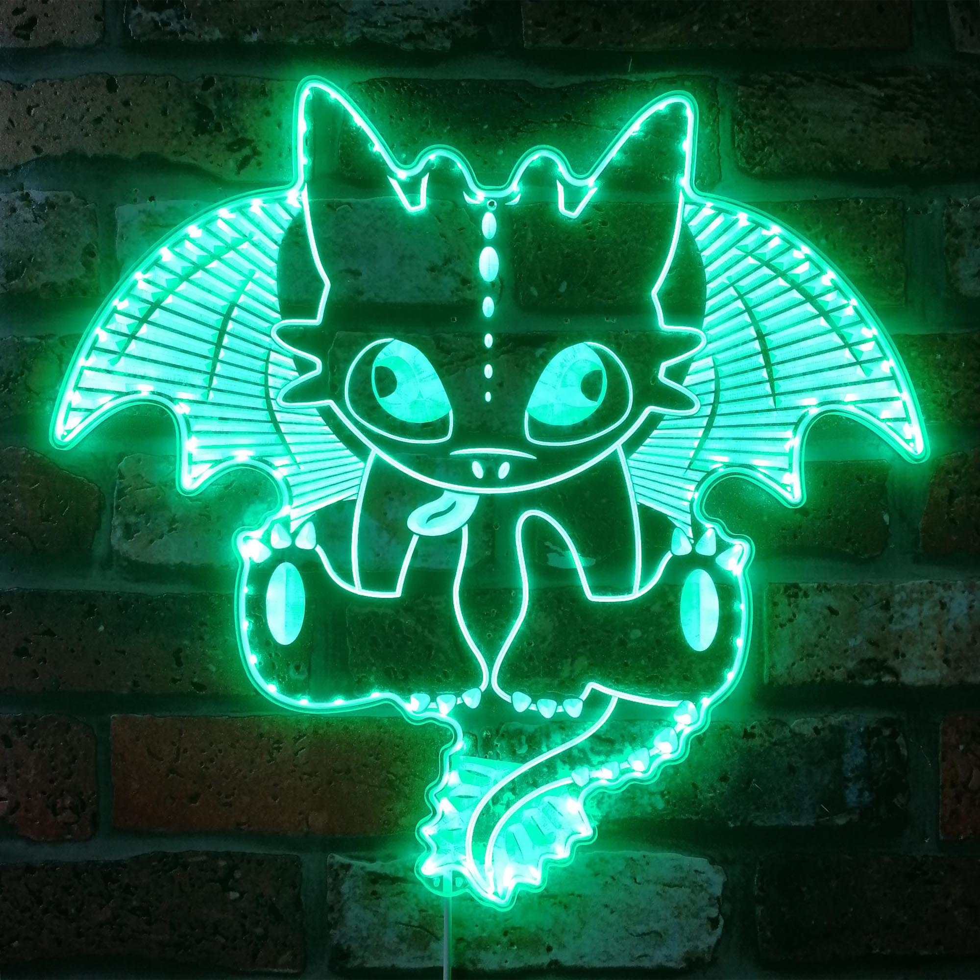 Toothless Night Fury Dragon Dynamic RGB Edge Lit LED Sign