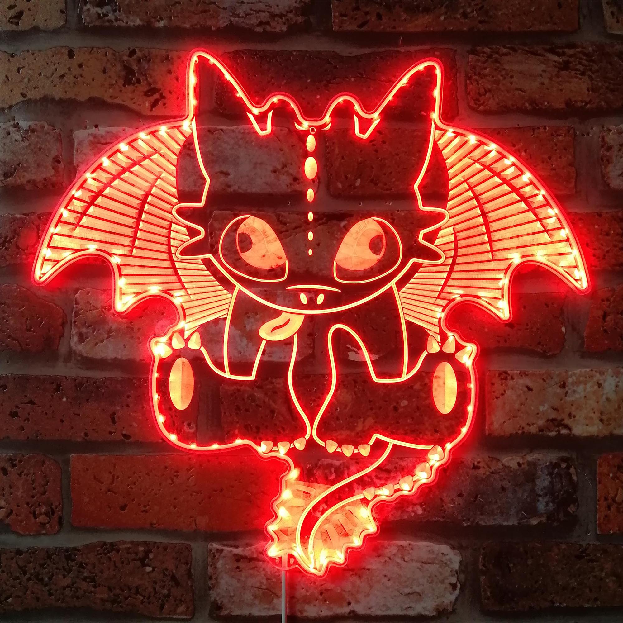 Toothless Night Fury Dragon Dynamic RGB Edge Lit LED Sign