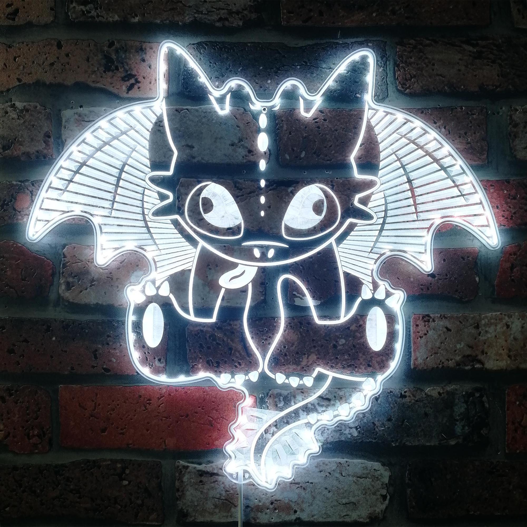 Toothless Night Fury Dragon Dynamic RGB Edge Lit LED Sign