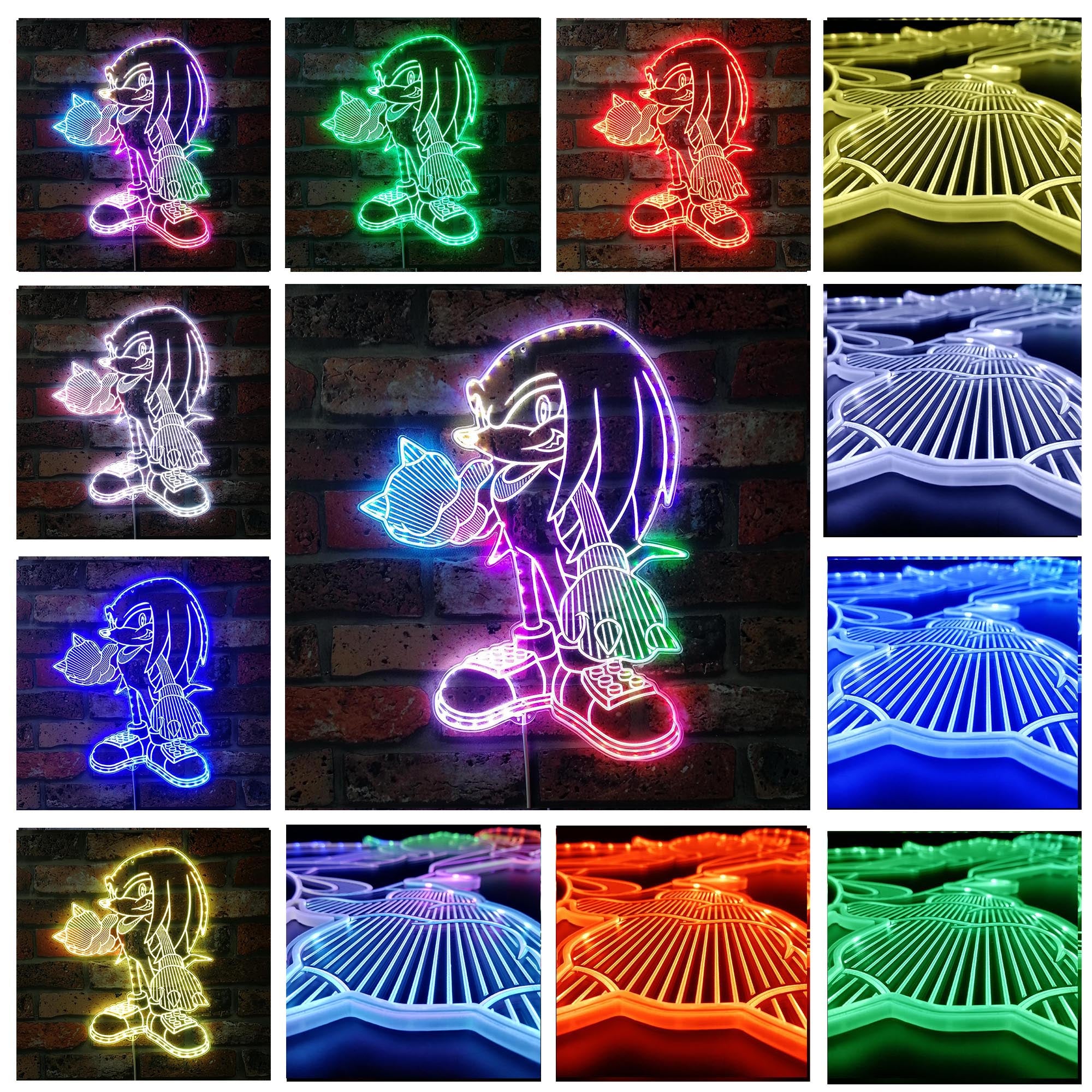 Sonic Knuckles Dynamic RGB Edge Lit LED Sign