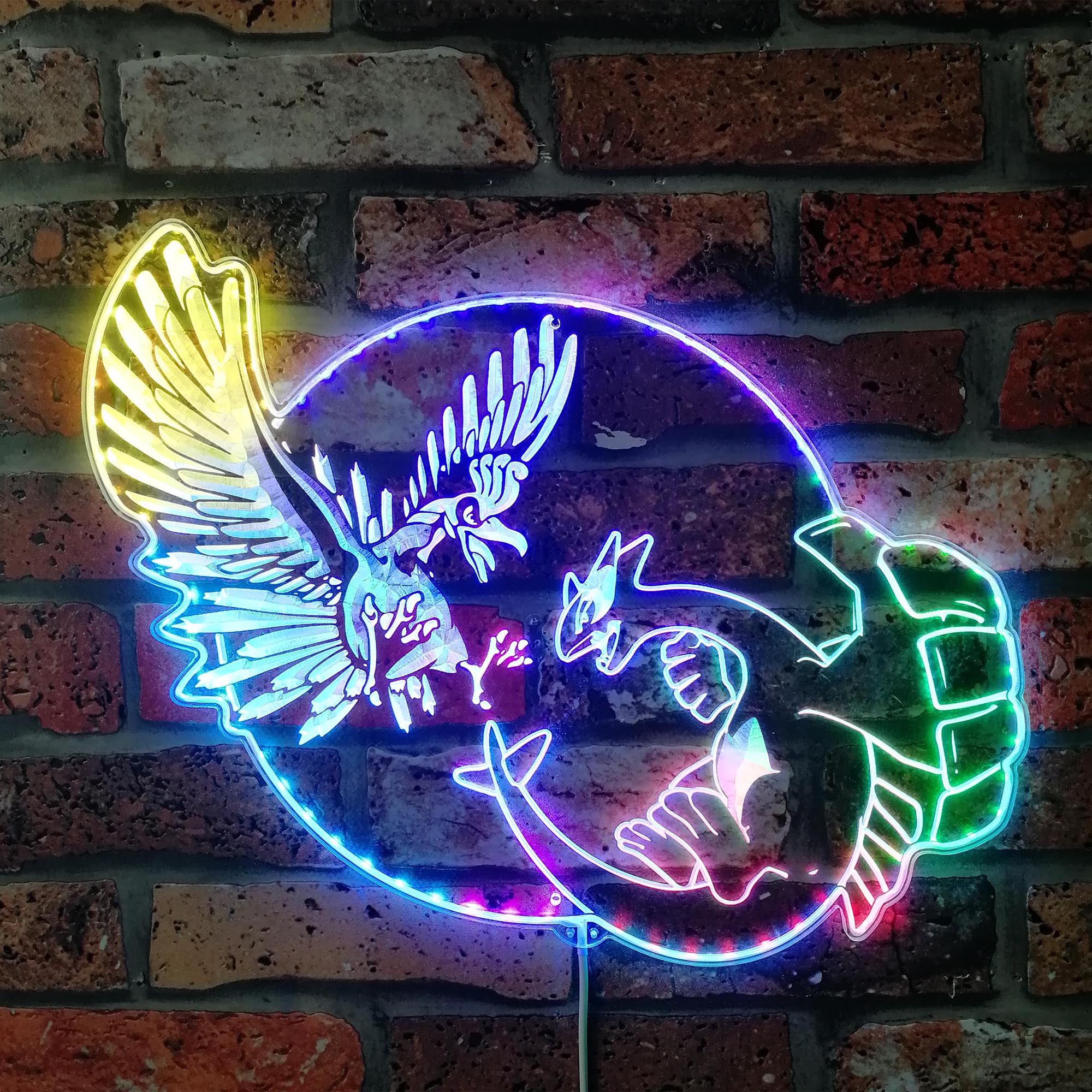 Lugia Pokemon Dynamic RGB Edge Lit LED Sign