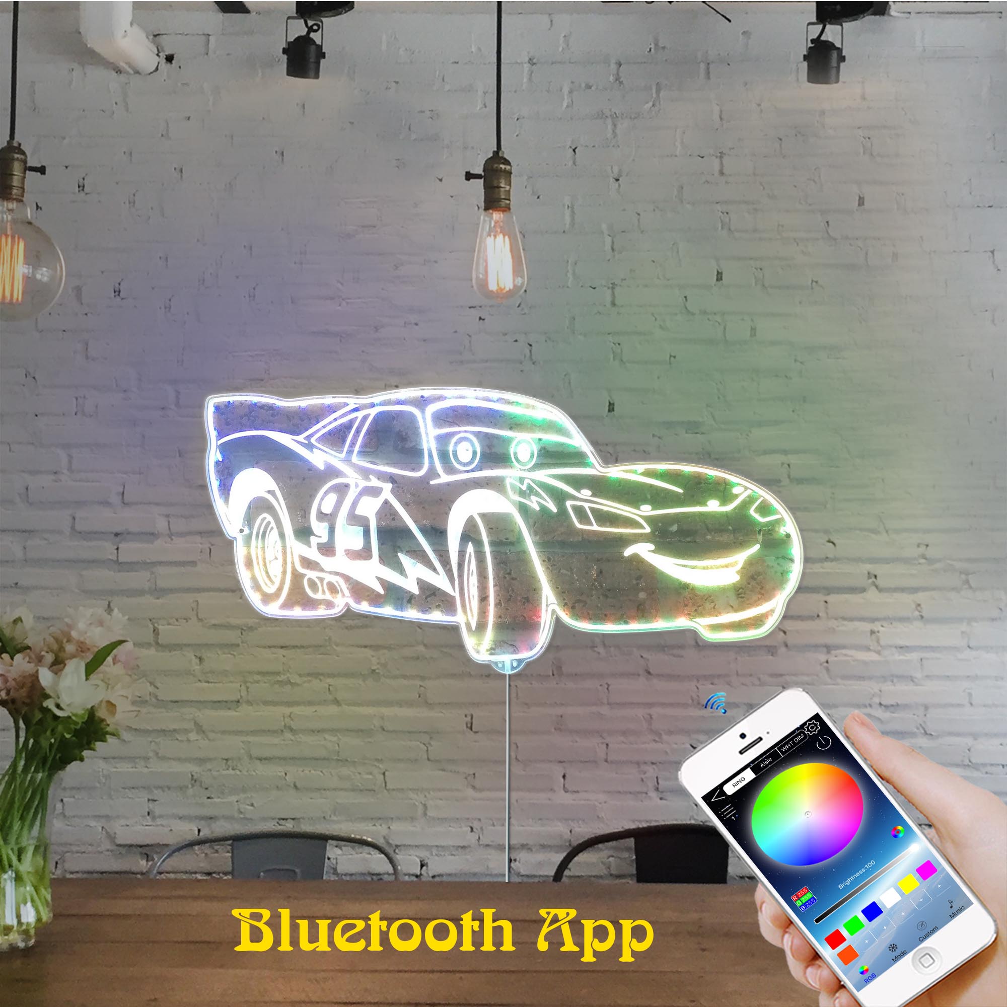 Lightning McQueen Dynamic RGB Edge Lit LED Sign