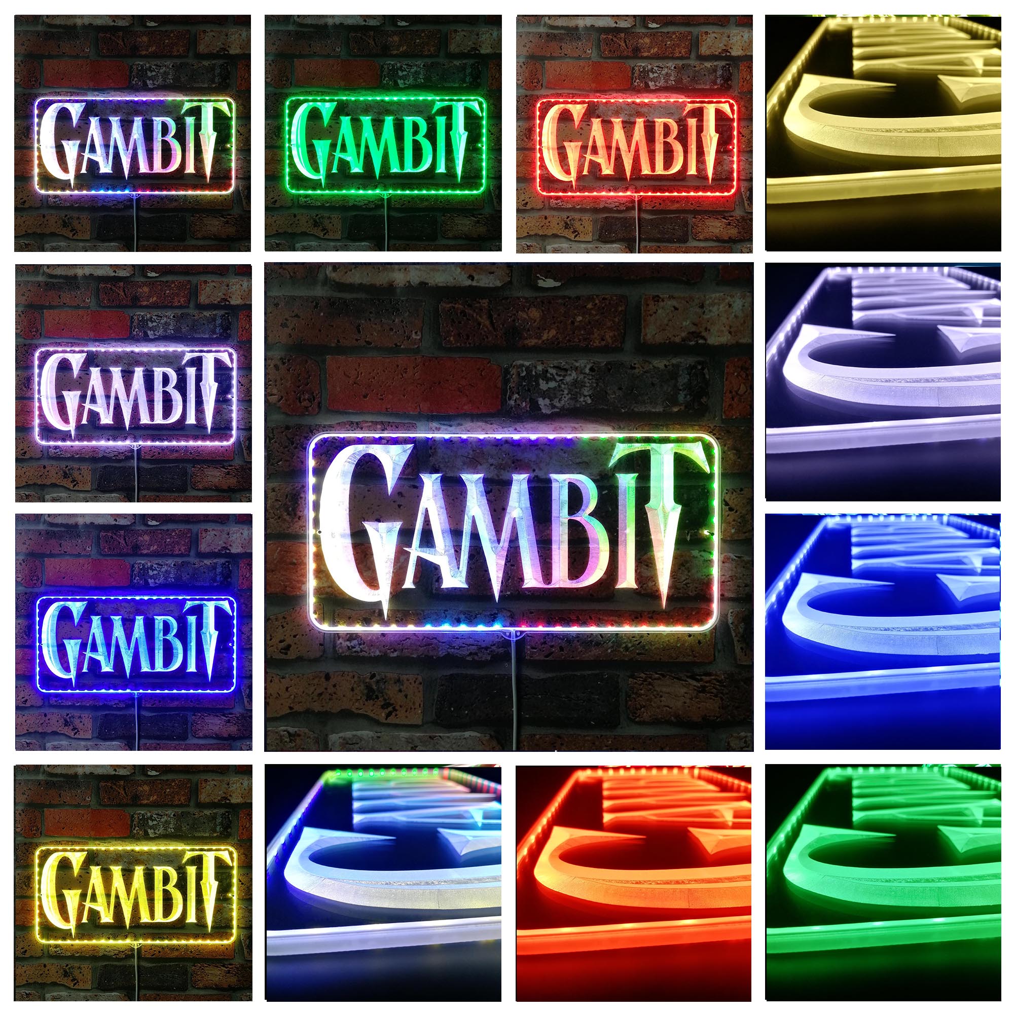 Gambit Marvel Remy LeBeau Dynamic RGB Edge Lit LED Sign