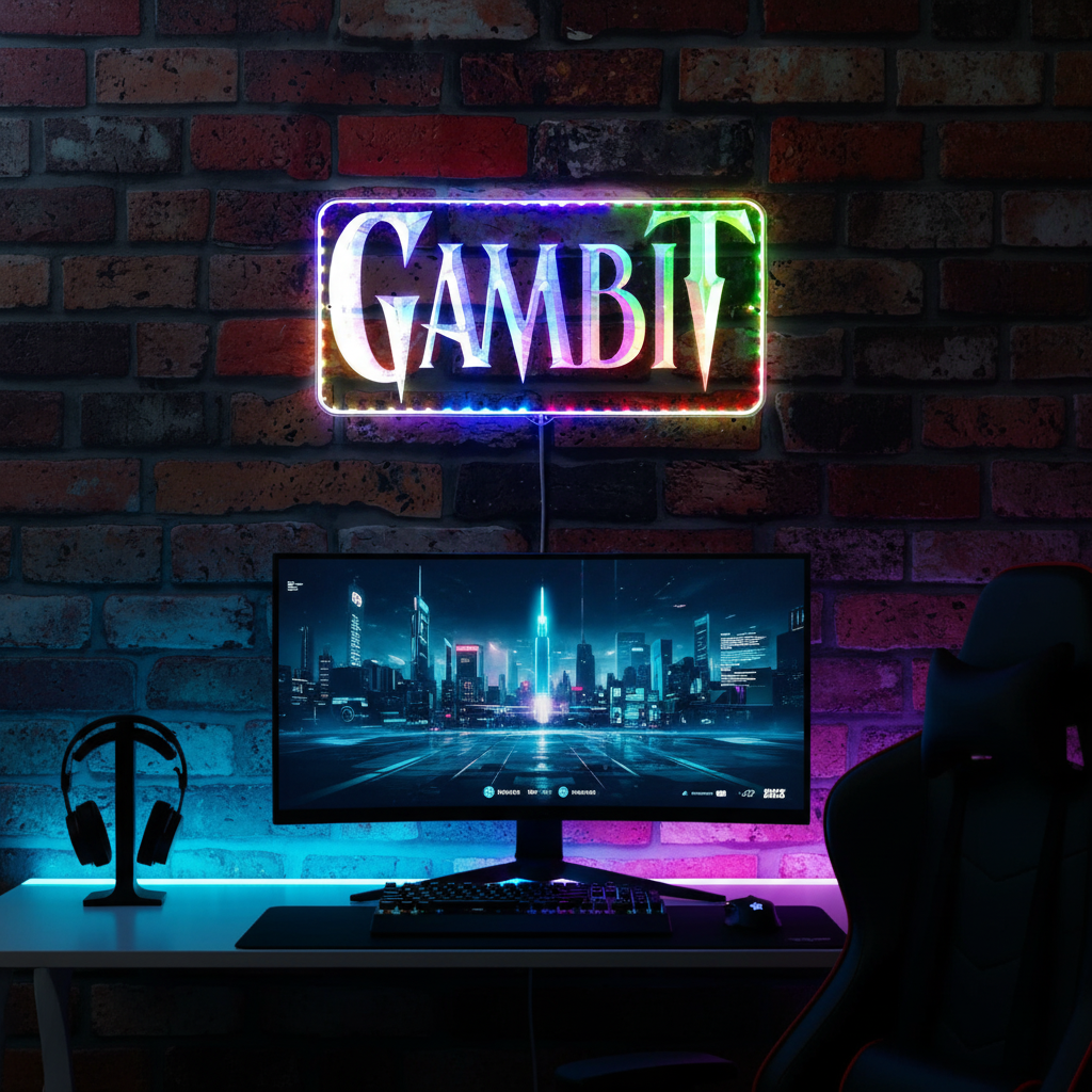 Gambit Marvel Remy LeBeau Neon RGB Edge Lit LED Sign