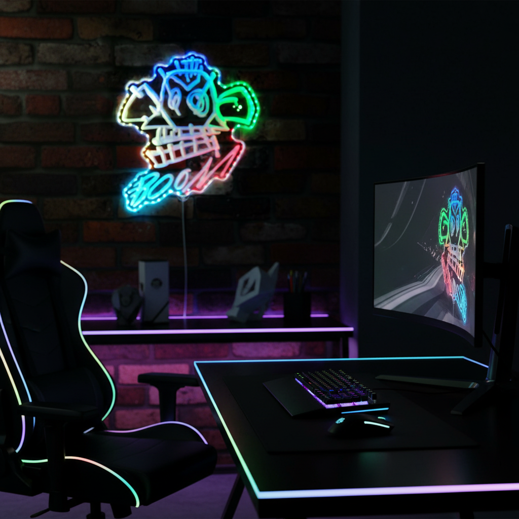 Arcane Jinx Monkey Graffiti Neon Neon RGB Edge Lit LED Sign