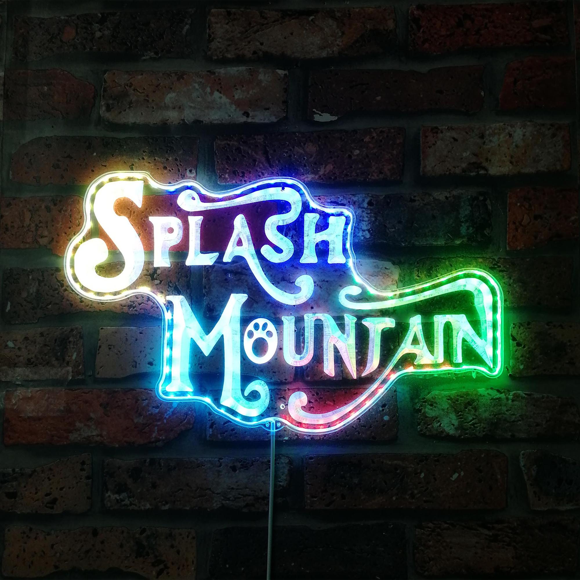 Splash Mountain Dynamic RGB Edge Lit LED Sign