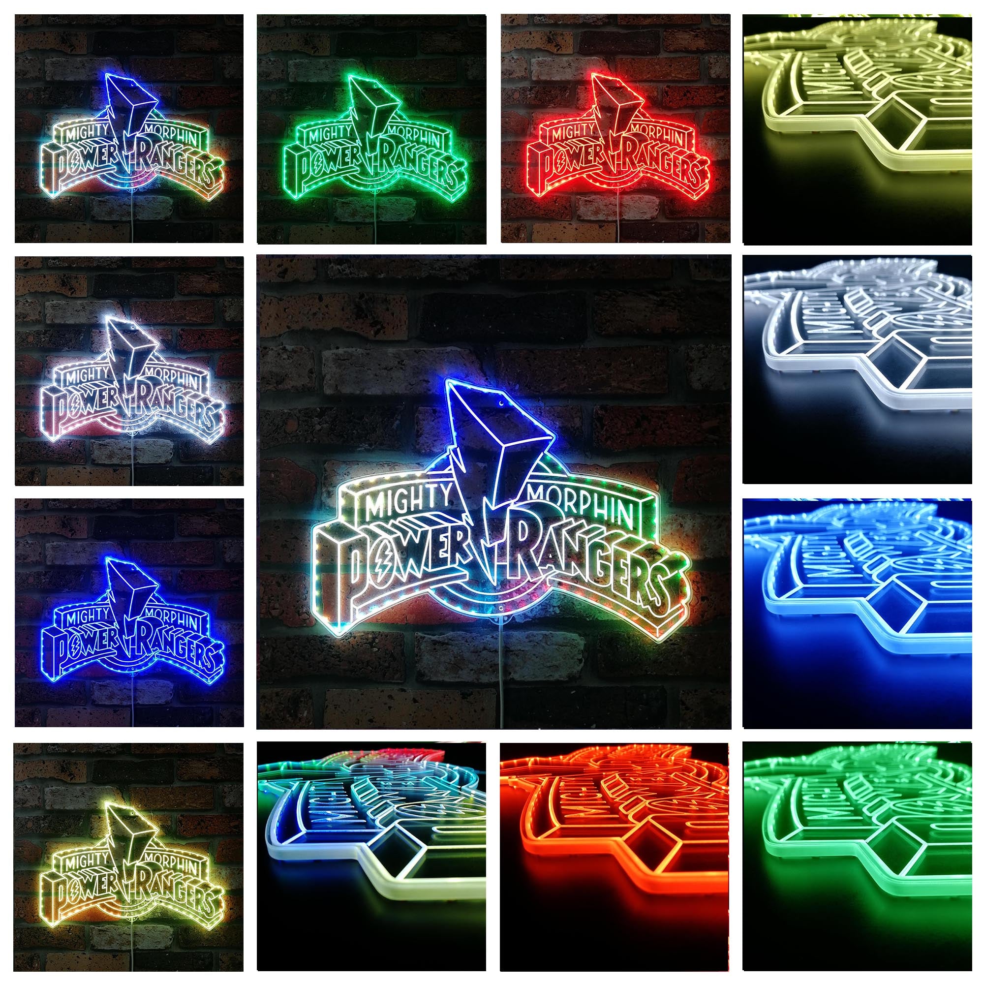 Mighty Morphin Power of Rangers Dynamic RGB Edge Lit LED Sign