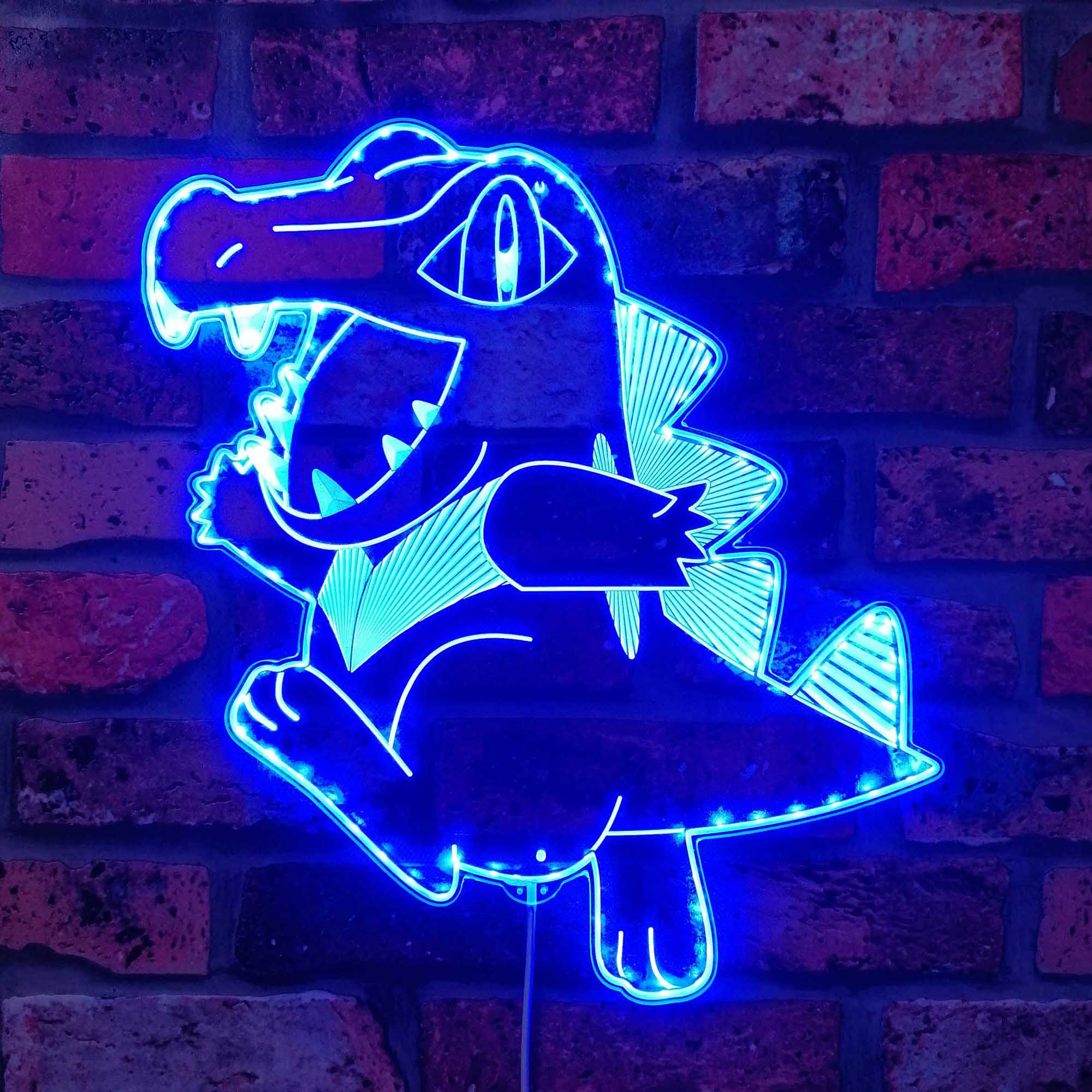 Totodile Pokemon Dynamic RGB Edge Lit LED Sign