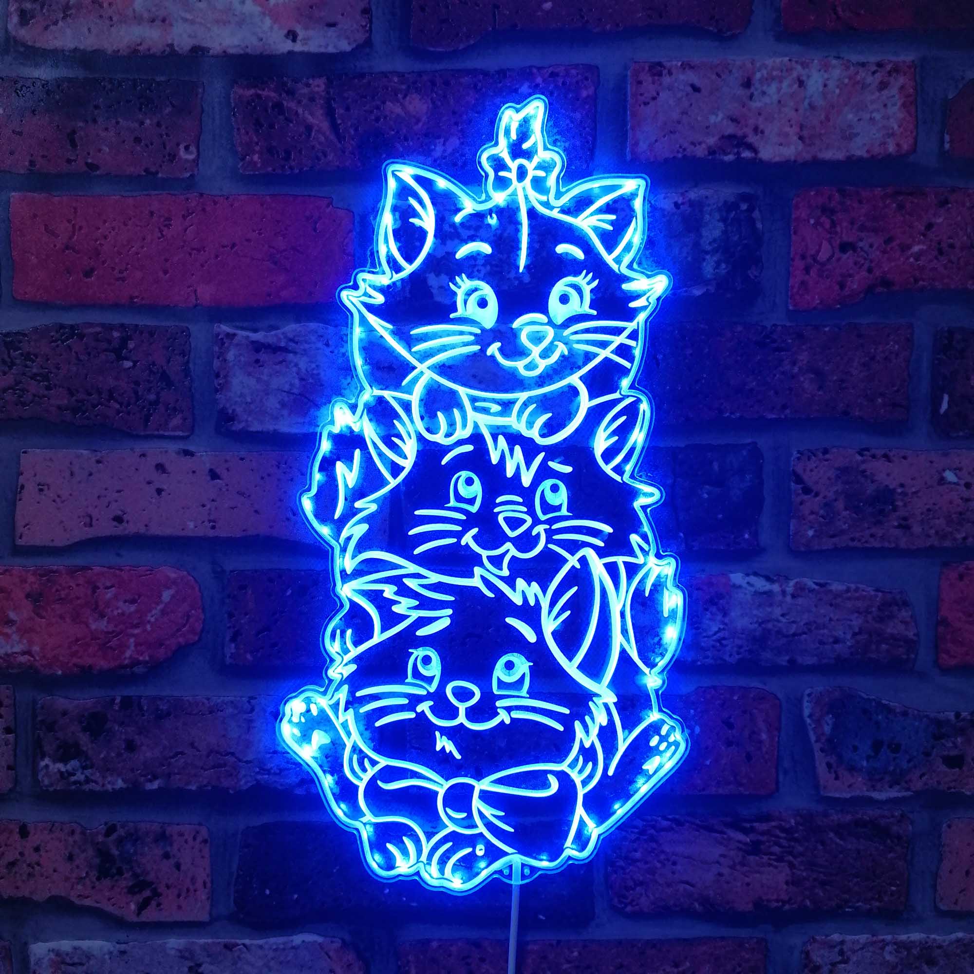 Aristocats Marie Toulouse Berlioz Dynamic RGB Edge Lit LED Sign