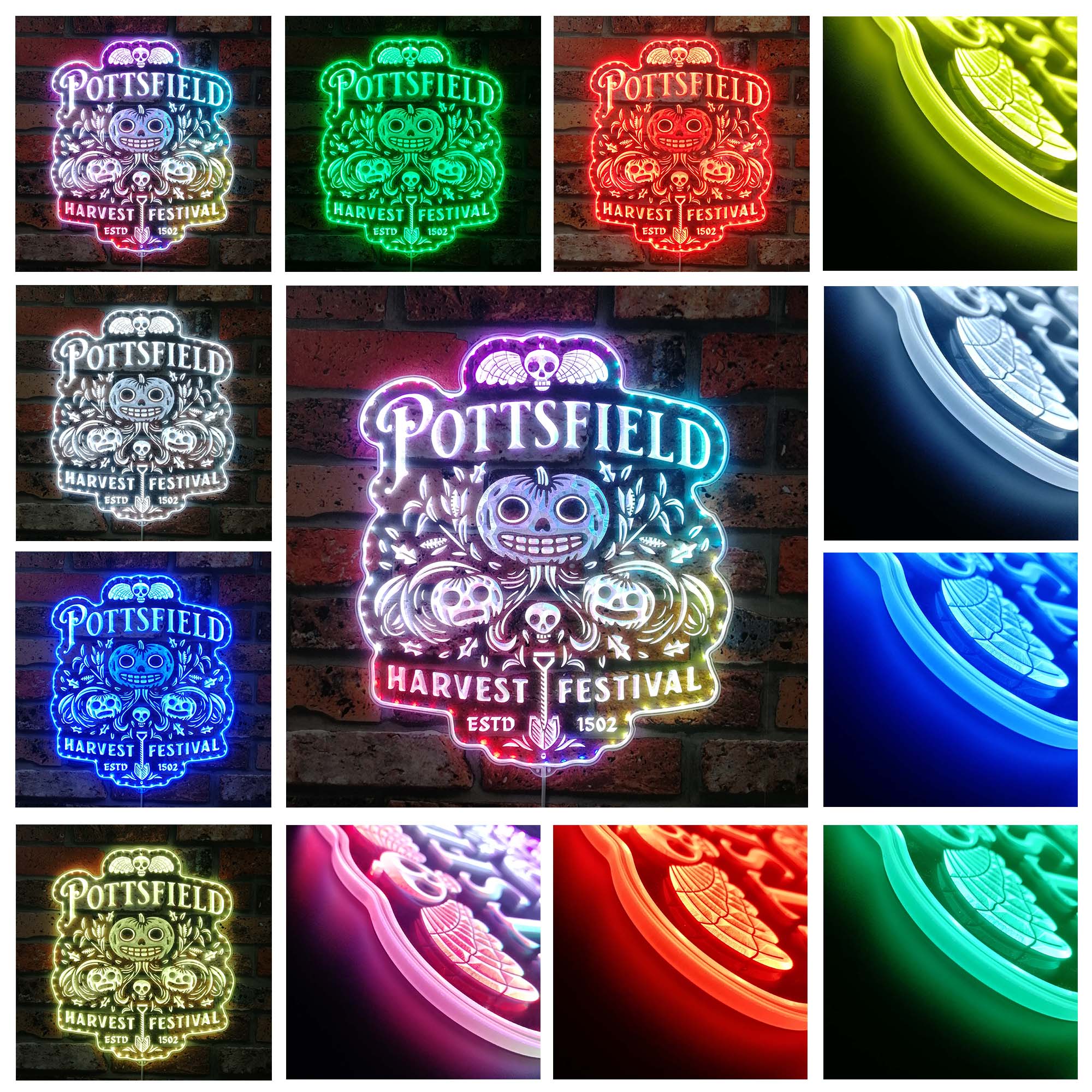 Pottsfield Harvest Festival Dynamic RGB Edge Lit LED Sign