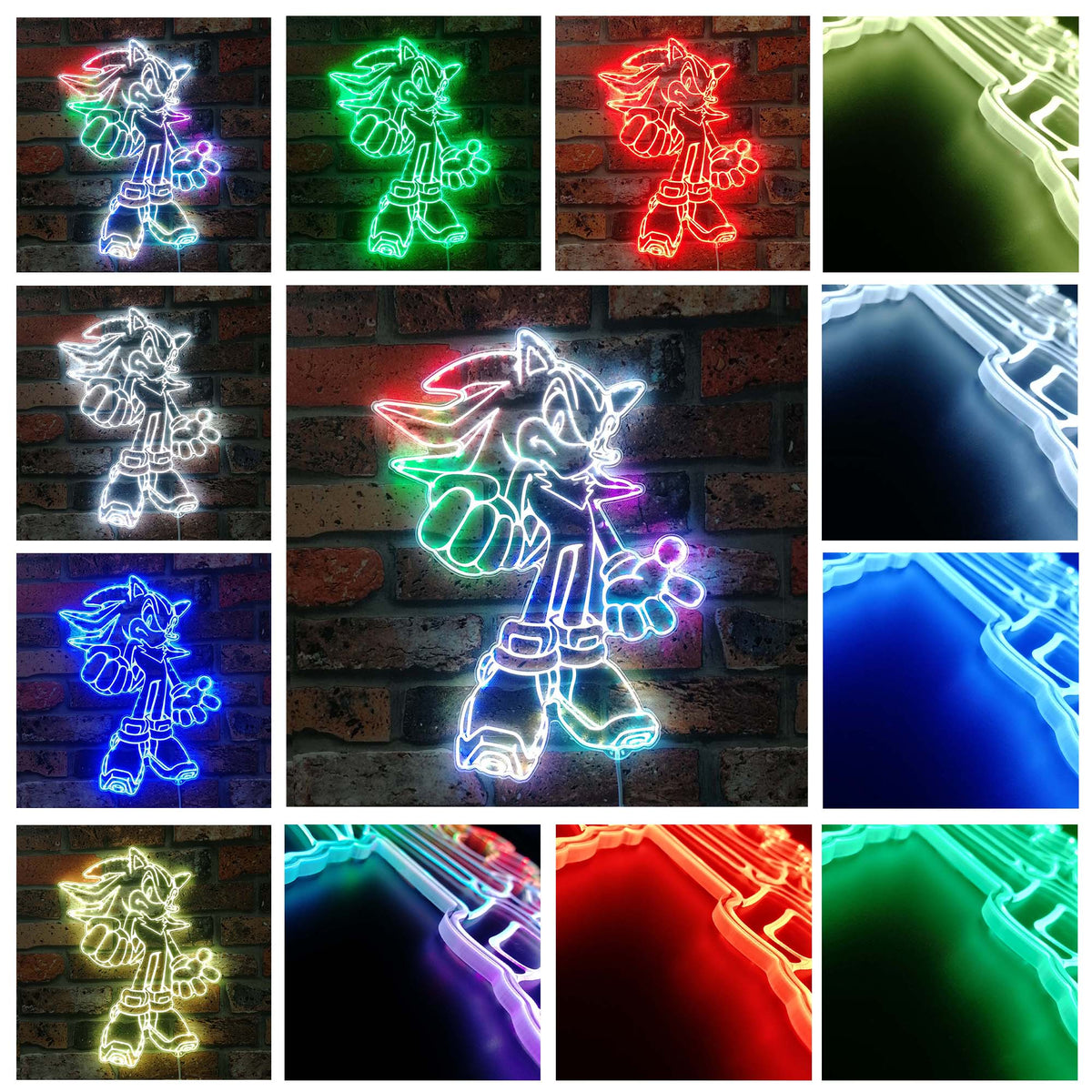 Shadow the Hedgehog Sonic Dynamic RGB Edge Lit LED Sign | PROLEDSIGN