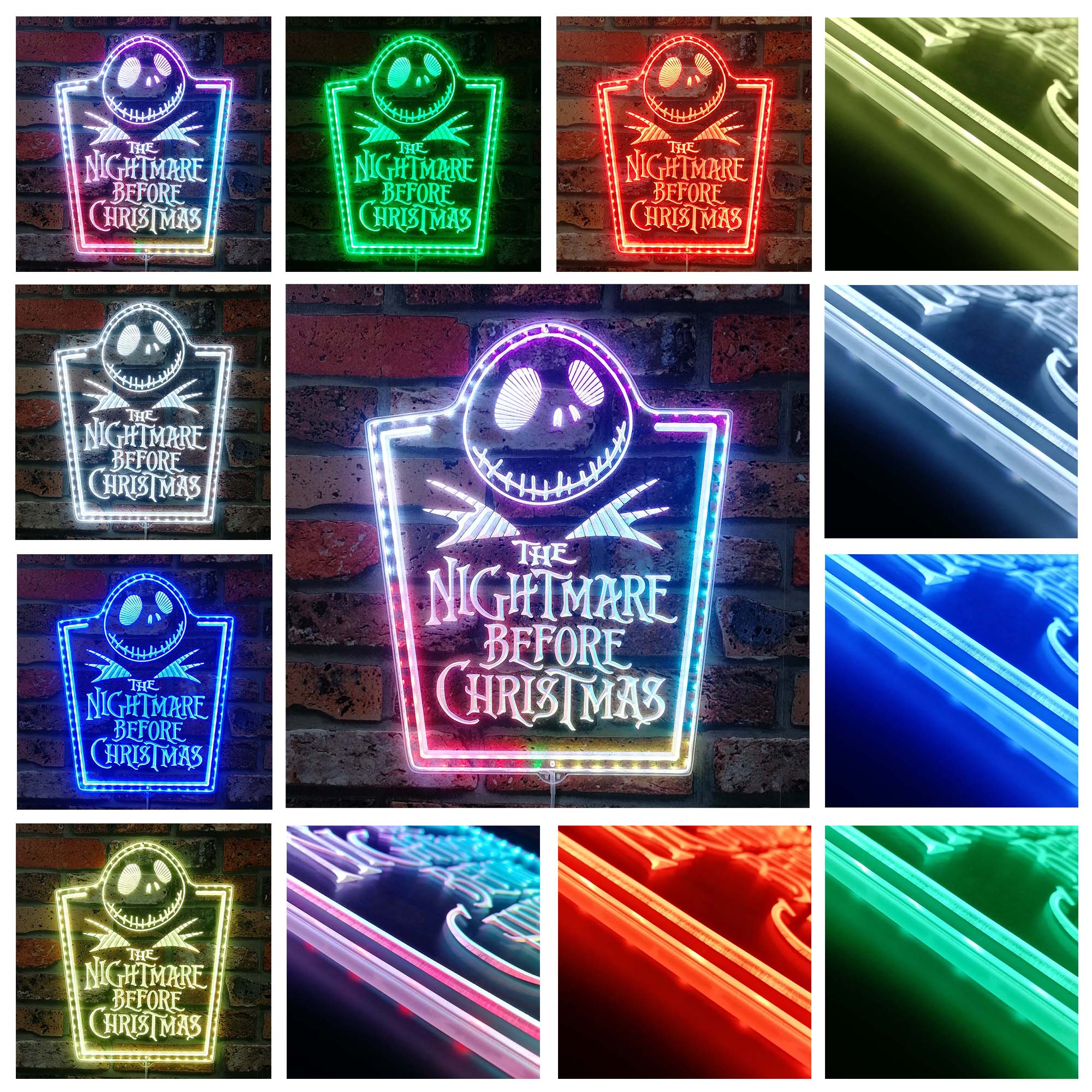 Nightmare before Christmas Jack Sally Neon RGB Edge Lit LED Sign