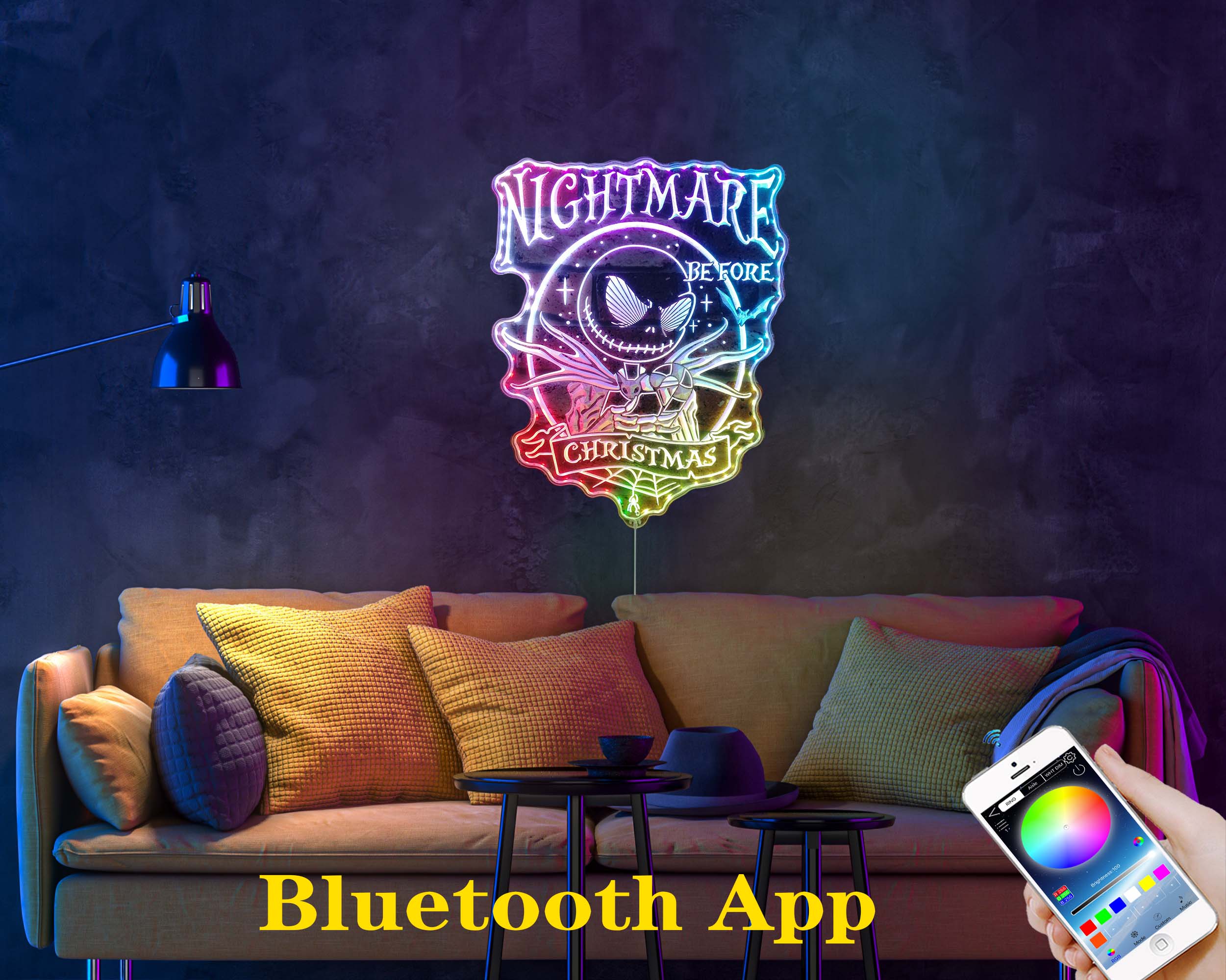 Nightmare before Christmas Neon RGB Edge Lit LED Sign