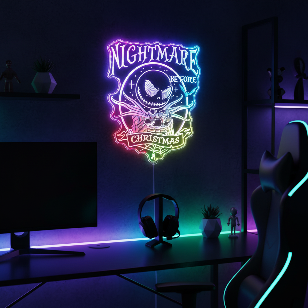 Nightmare before Christmas Neon RGB Edge Lit LED Sign