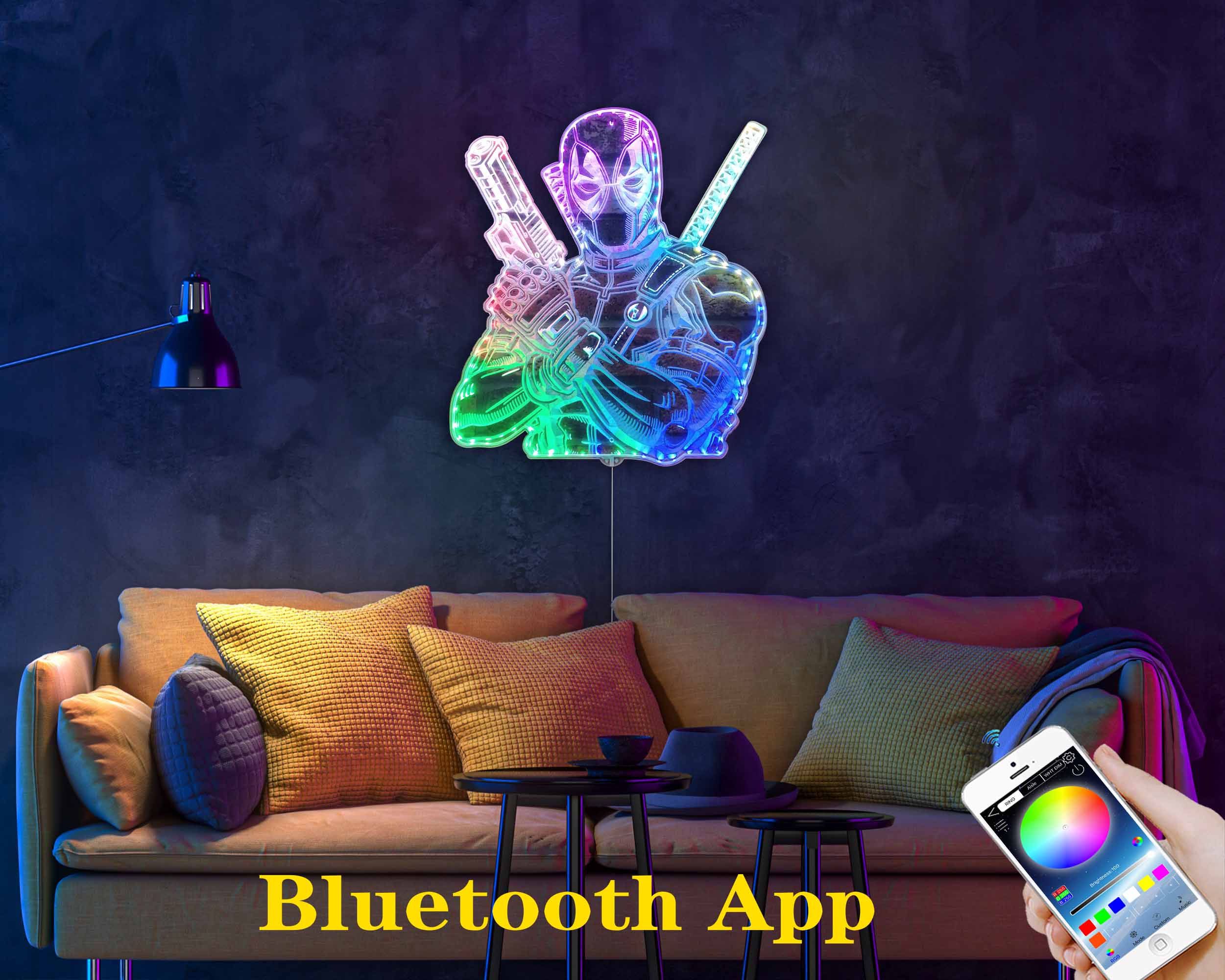 Deadpool Neon Led Deadpool Dynamic RGB Edge Lit LED Sign | PROLEDSIGN