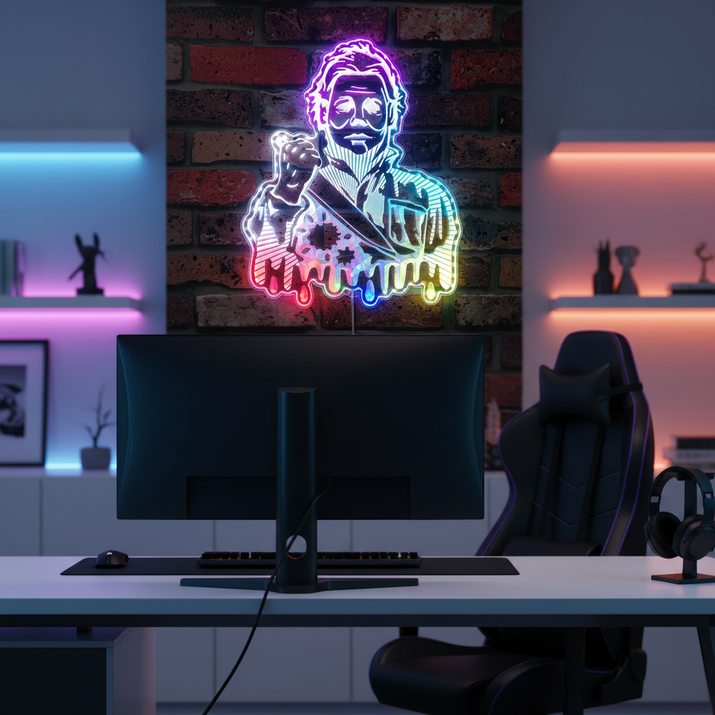 Halloween Michael Myers Neon RGB Edge Lit LED Sign