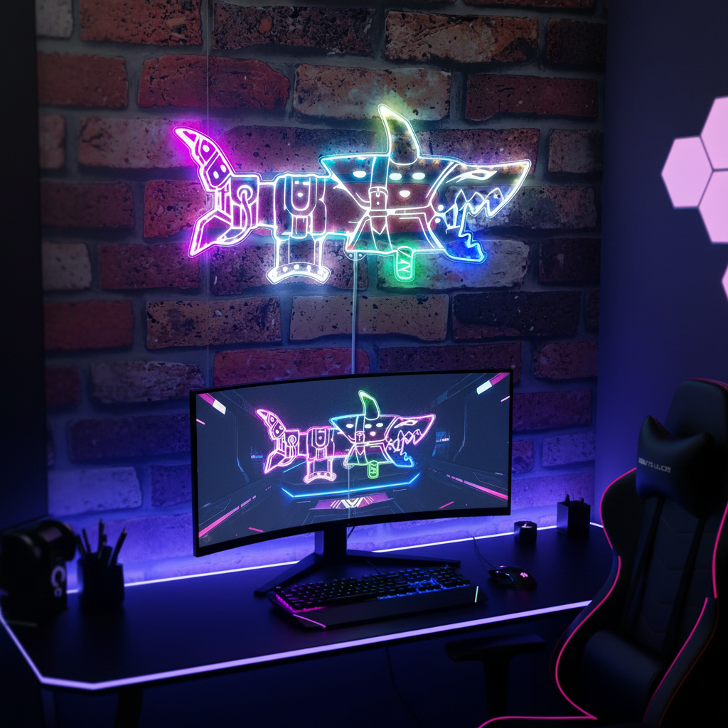 Jinx Arcane Fishbones Neon RGB Edge Lit LED Sign