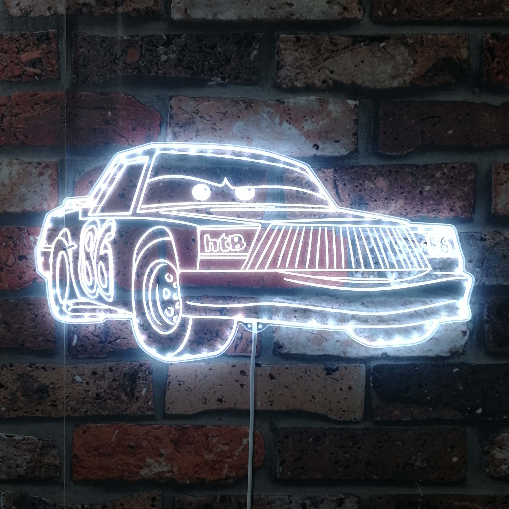Chick Hicks Mcqueen Cartoon Dynamic RGB Edge Lit LED Sign | PROLEDSIGN