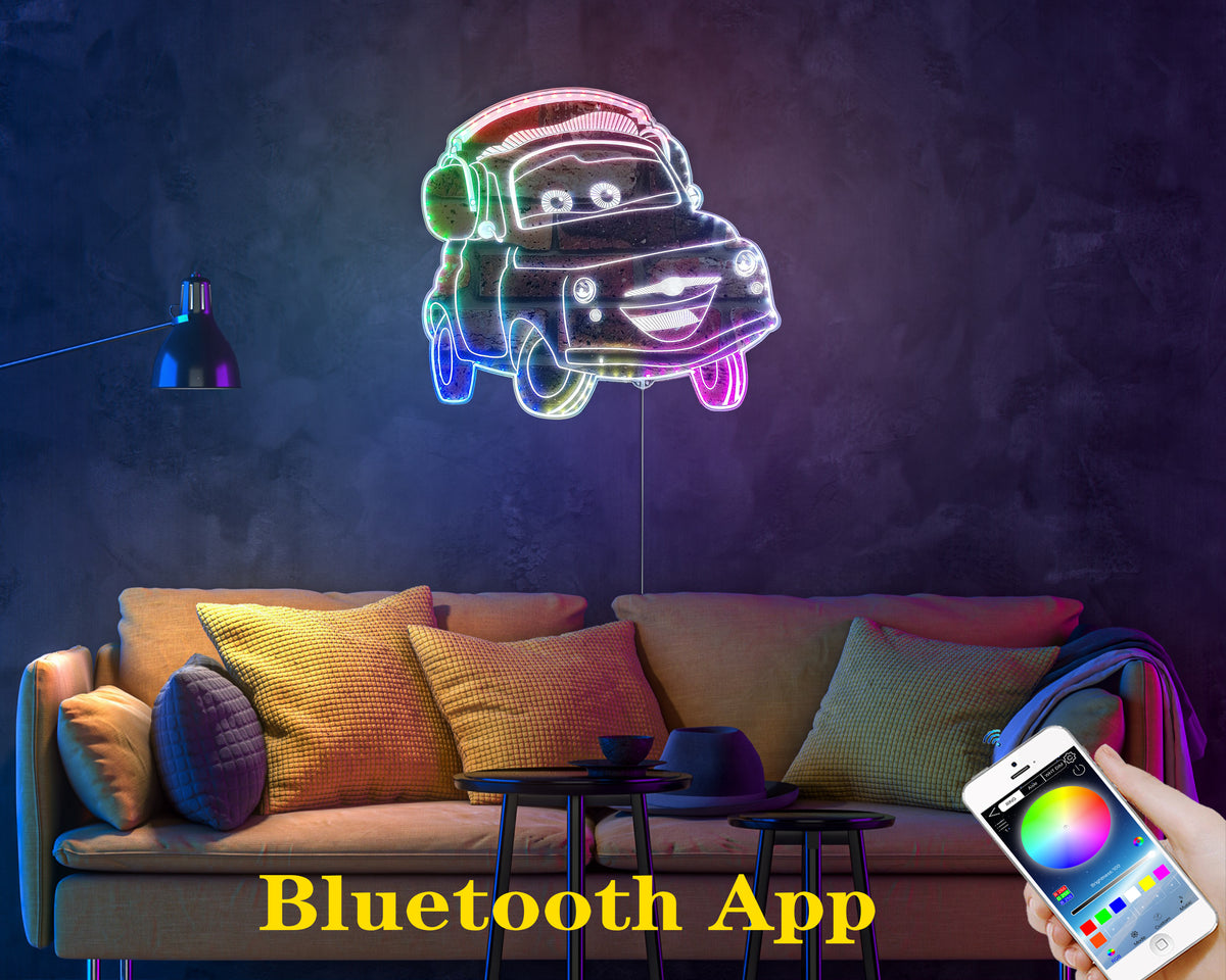 Luigi Mcqueen cartoon Dynamic RGB Edge Lit LED Sign | PROLEDSIGN