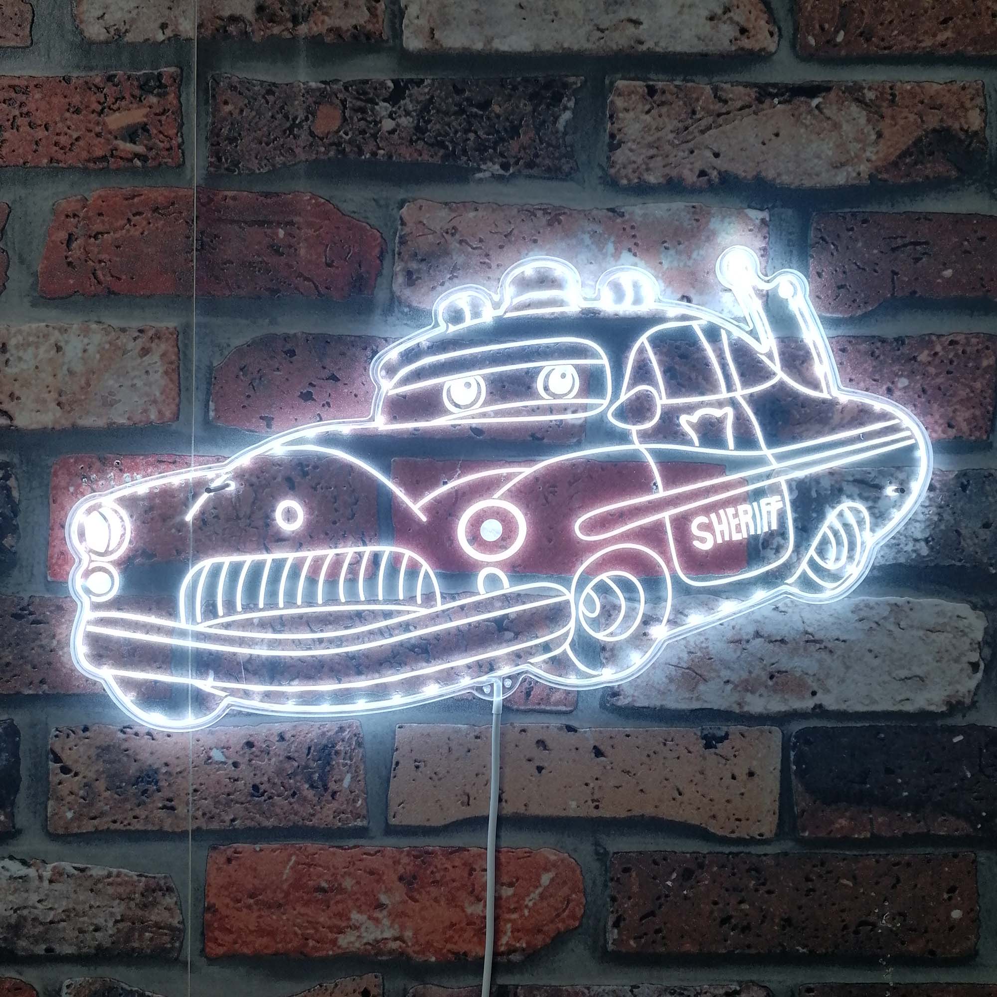 Sheriff Mcqueen Cartoon Dynamic RGB Edge Lit LED Sign | PROLEDSIGN