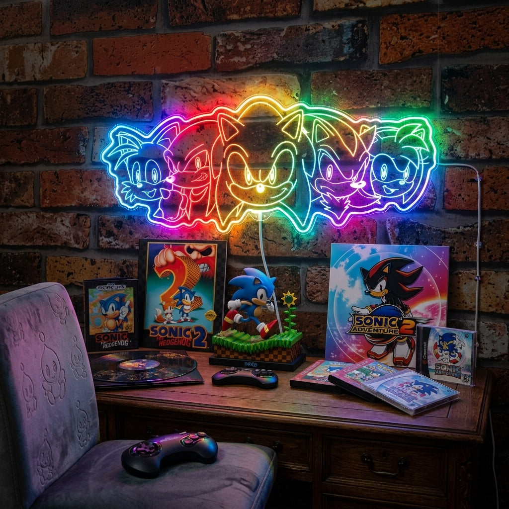 Sonic the Hedgehog Tails Knuckles Shadow Amy Rose Dynamic RGB Edge Lit ...