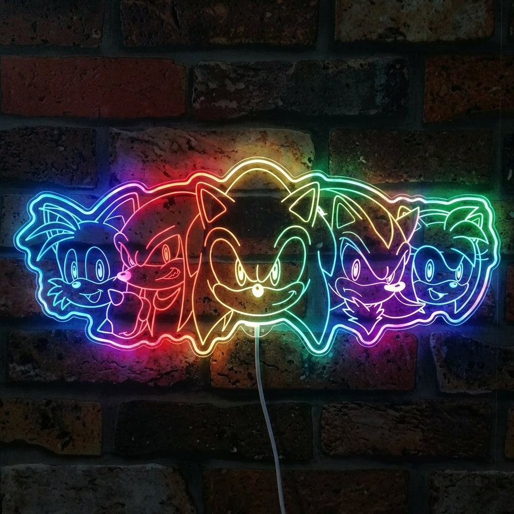 Sonic the Hedgehog Tails Knuckles Shadow Amy Rose Dynamic RGB Edge Lit ...