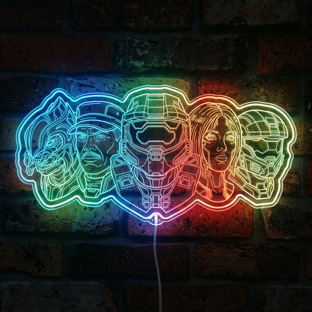 Halo Master Chief Cortana Spartan Arbiter Dynamic RGB Edge Lit LED Sign ...