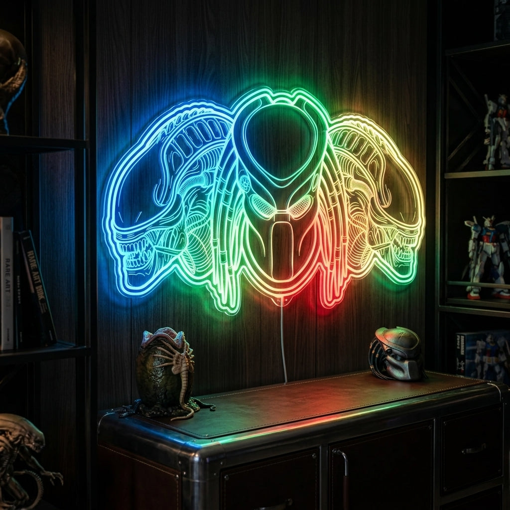 Xenomorph and Predator Dynamic RGB Edge Lit LED Sign | PROLEDSIGN