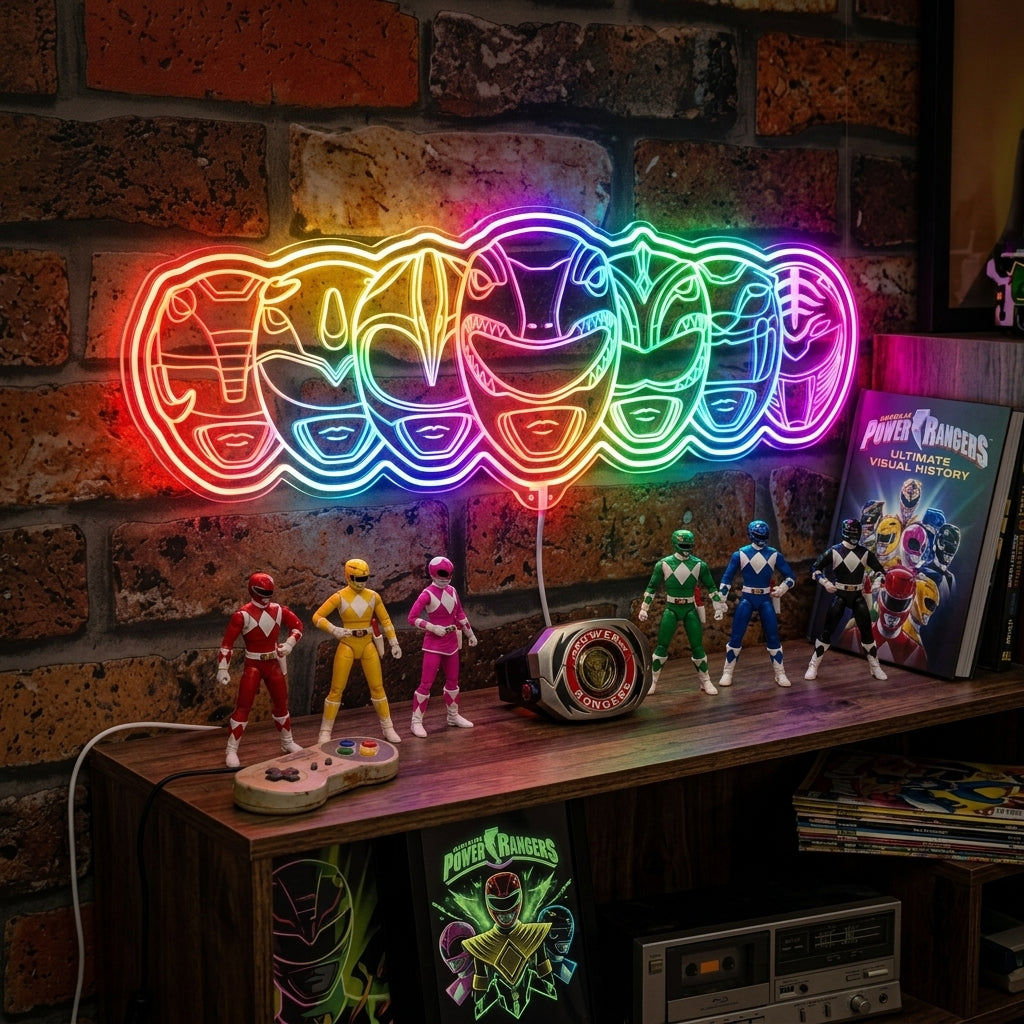 Rgb Power Rangers Mighty Morphin Power Rangers Dynamic RGB Edge Lit LED Sign | PROLEDSIGN