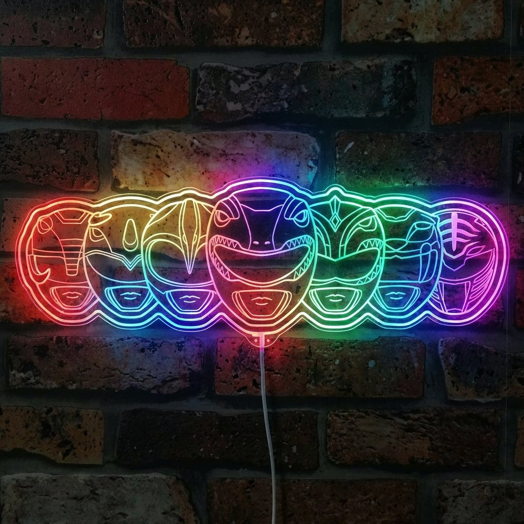 Rgb Power Rangers Mighty Morphin Power Rangers Dynamic RGB Edge Lit LED Sign | PROLEDSIGN