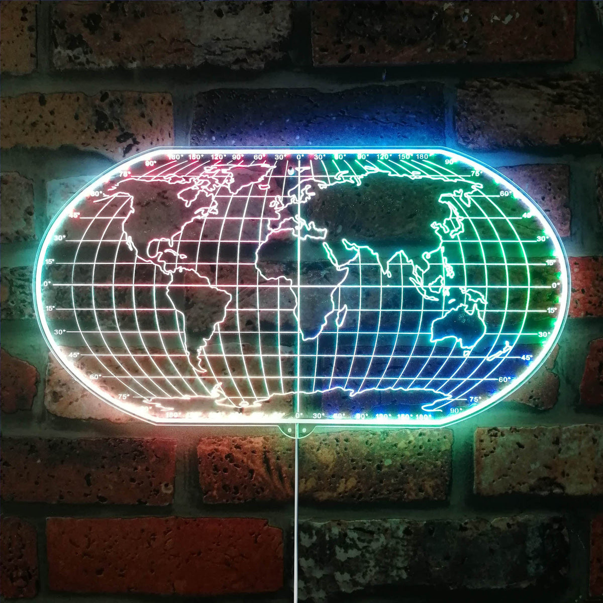 LEDLABCAVE Globe World Map Atlas RGB Dynamic Glam LED Sign - Cut-to ...