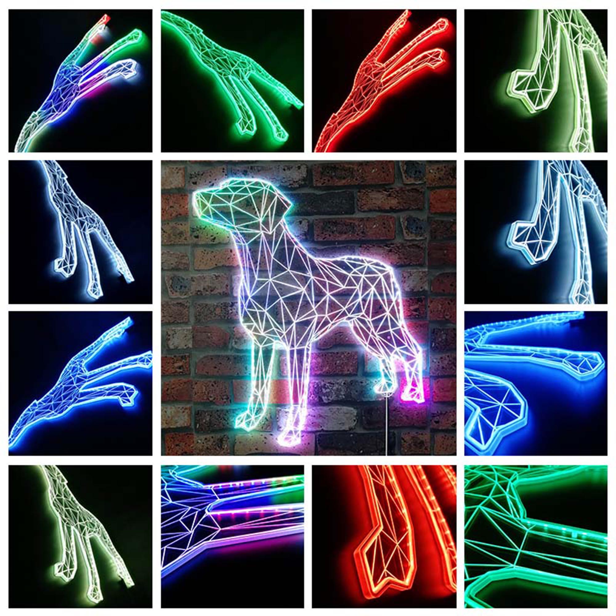 Labrador Led LEDLABCAVE Labrador Retriever Geometric Dog RGB Dynamic Glam LED Sign ...
