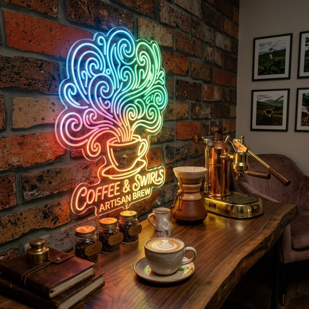 Custom Coffee Shop Dynamic RGB Edge Lit LED Sign | PROLEDSIGN