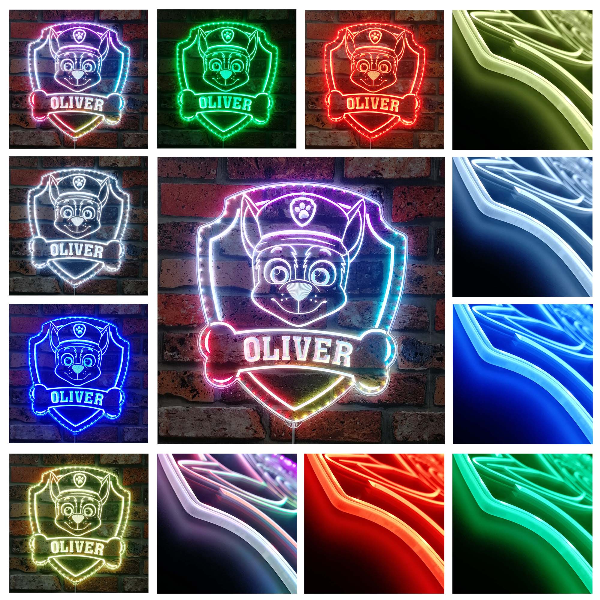 Personalized Paw Patrol Dynamic RGB Edge Lit LED Sign