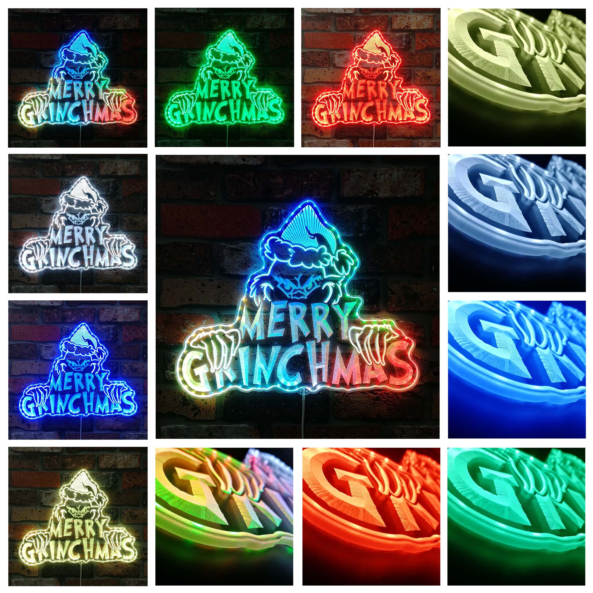 Personalized Grinch Christmas Dynamic RGB Edge Lit LED Sign