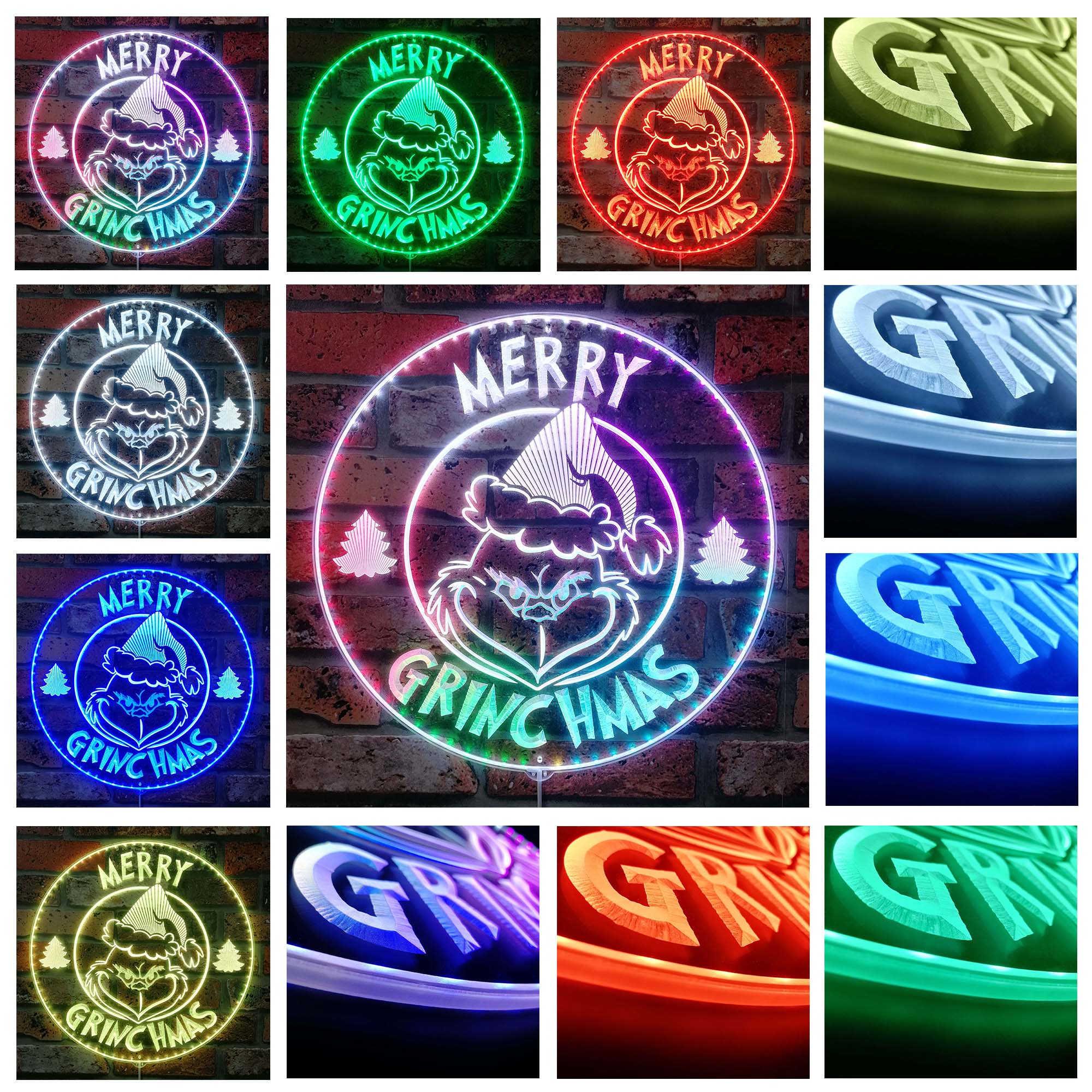 Personalized Grinch Christmas Dynamic RGB Edge Lit LED Sign