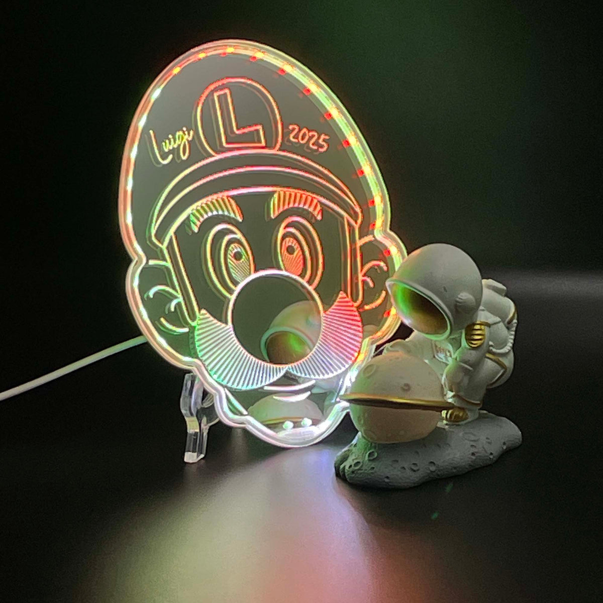 Super Mario Luigi Dynamic RGB Edge Lit LED Sign | PROLEDSIGN