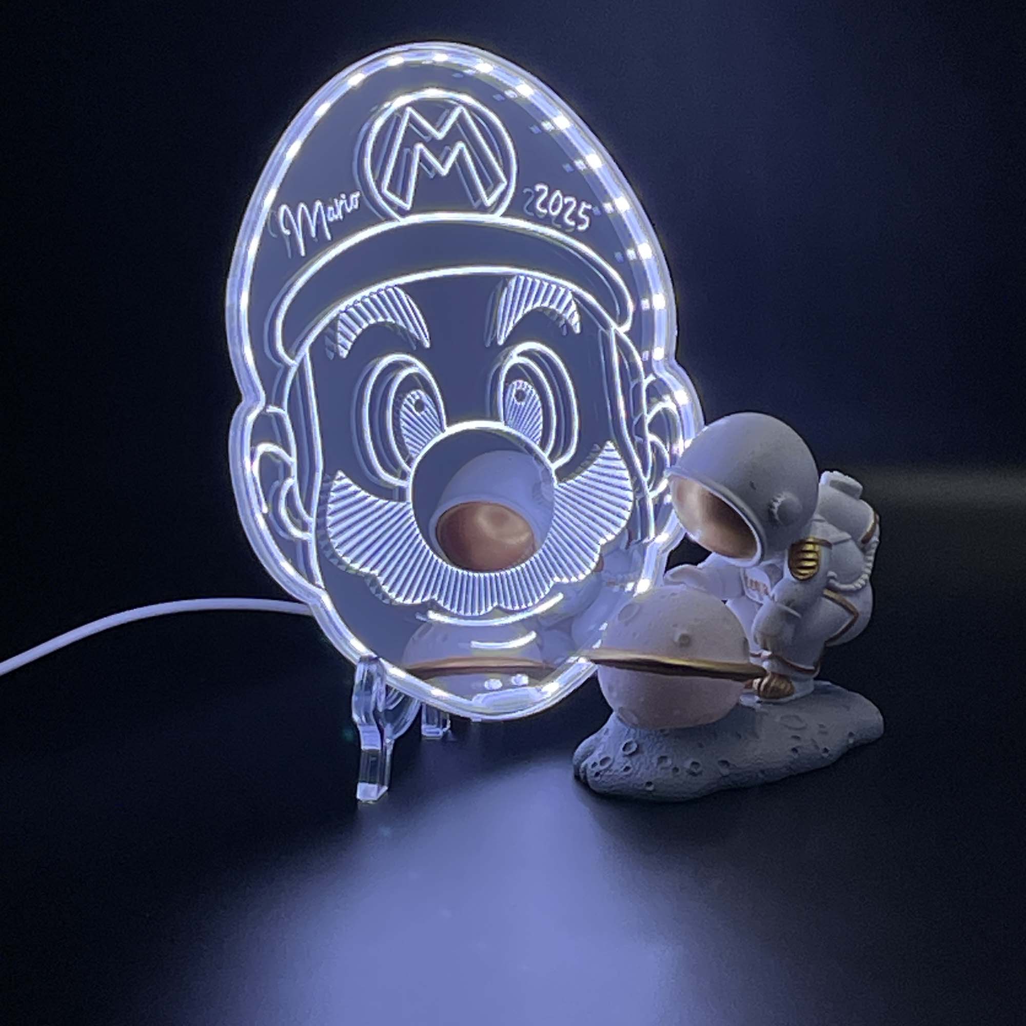 Super Mario  Neon LED Sign with Dynamic RGB Colors Mirror Backing