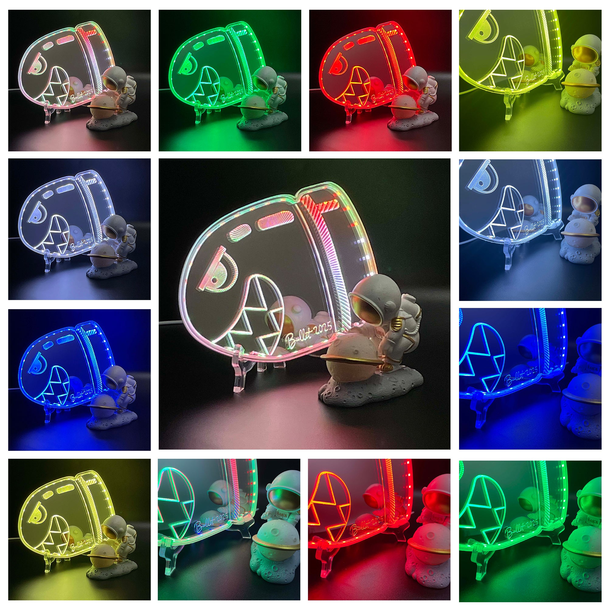 Super Mario Bullet Neon LED Sign with Dynamic RGB Colors Mirror Backing