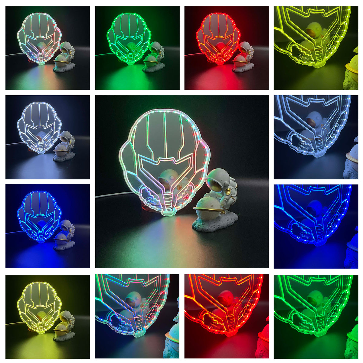 Metroid Samus Dynamic RGB Edge Lit LED Sign | PROLEDSIGN