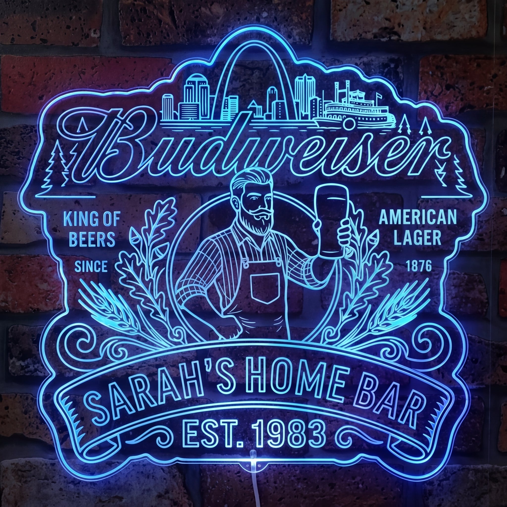 Budweiser Beer Personalized Home Bar Dynamic RGB Edge Lit LED Sign ...