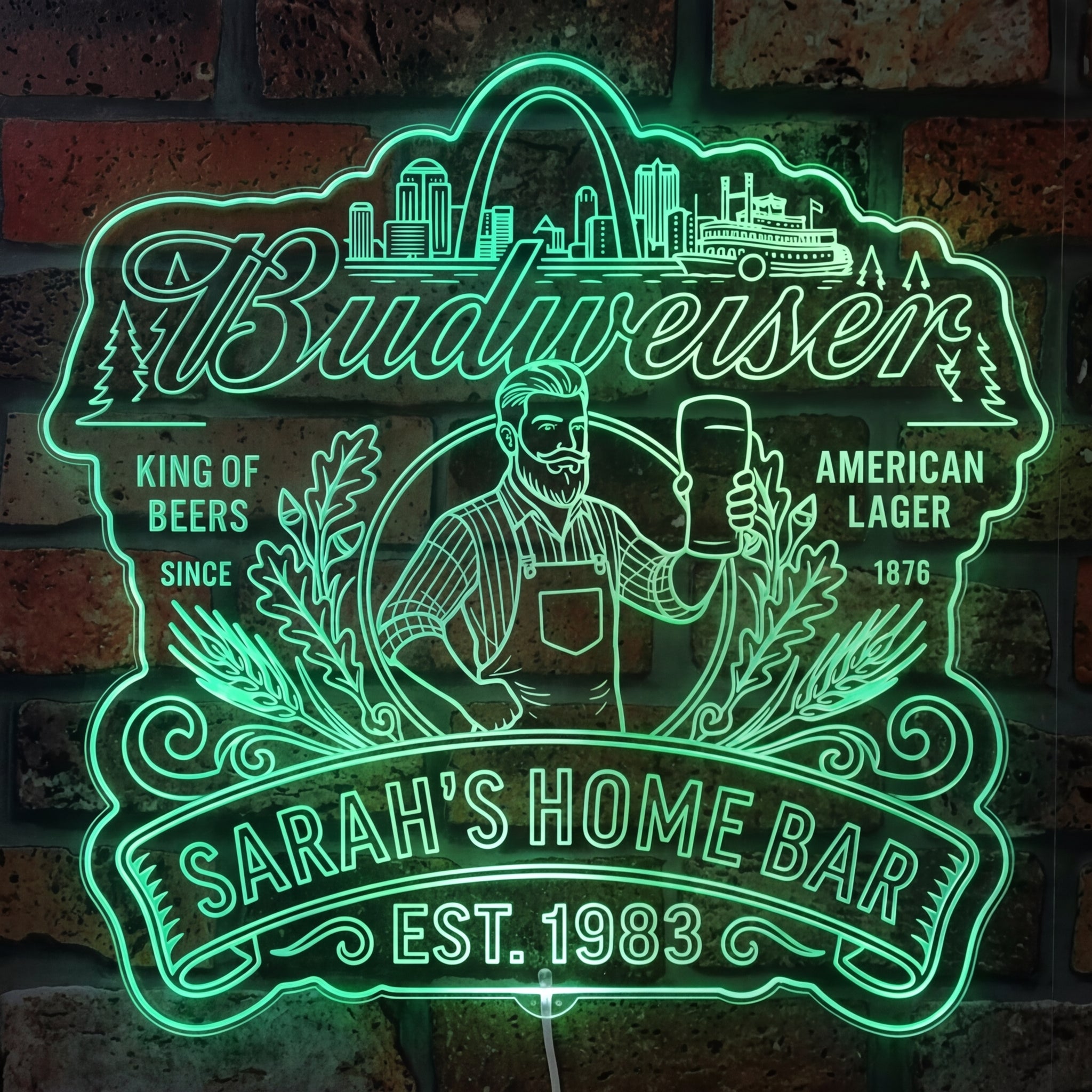 Budweiser Beer Personalized Home Bar Dynamic RGB Edge Lit LED Sign ...