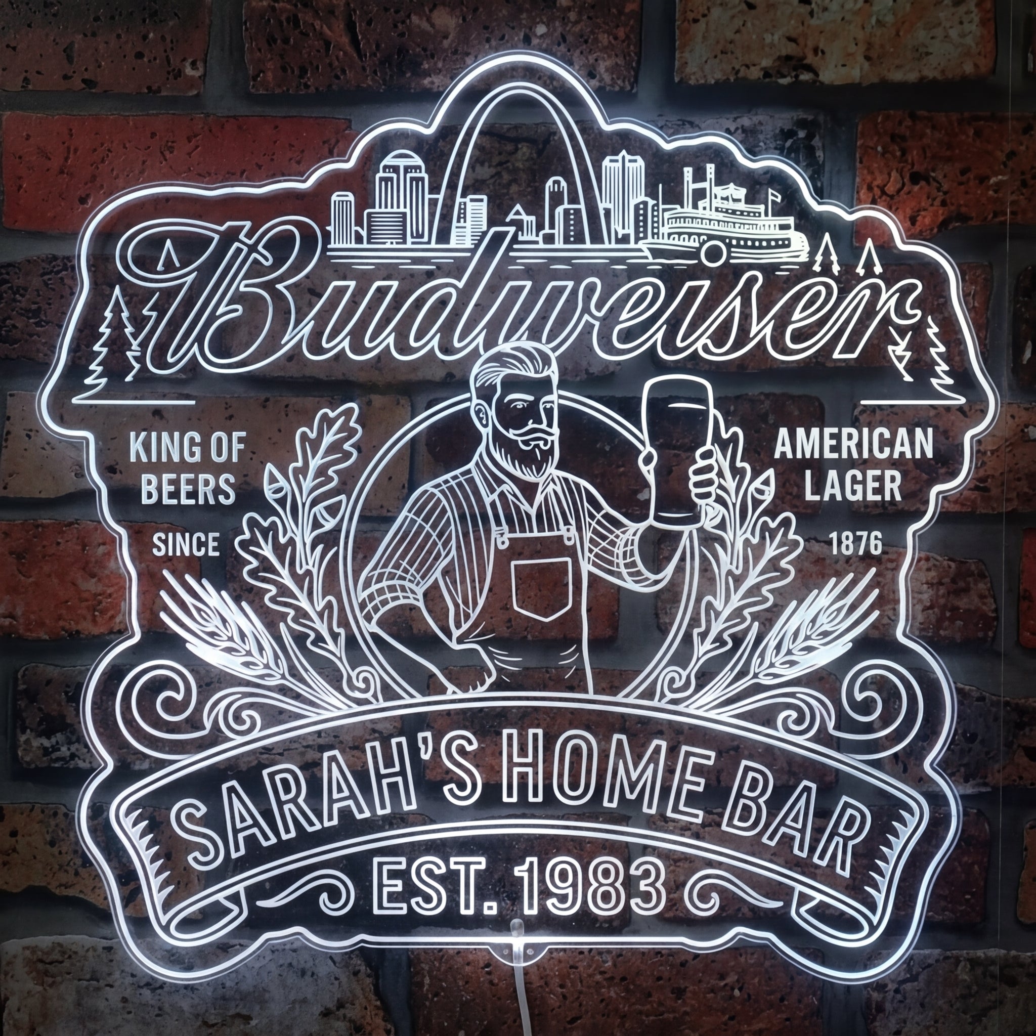 Budweiser Beer Personalized Home Bar Dynamic RGB Edge Lit LED Sign ...