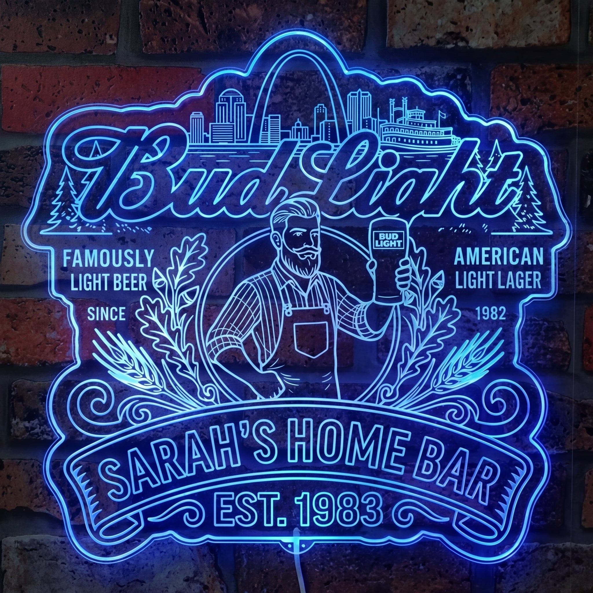 Bud Light Beer Personalized Home Bar Dynamic RGB Edge Lit LED Sign ...